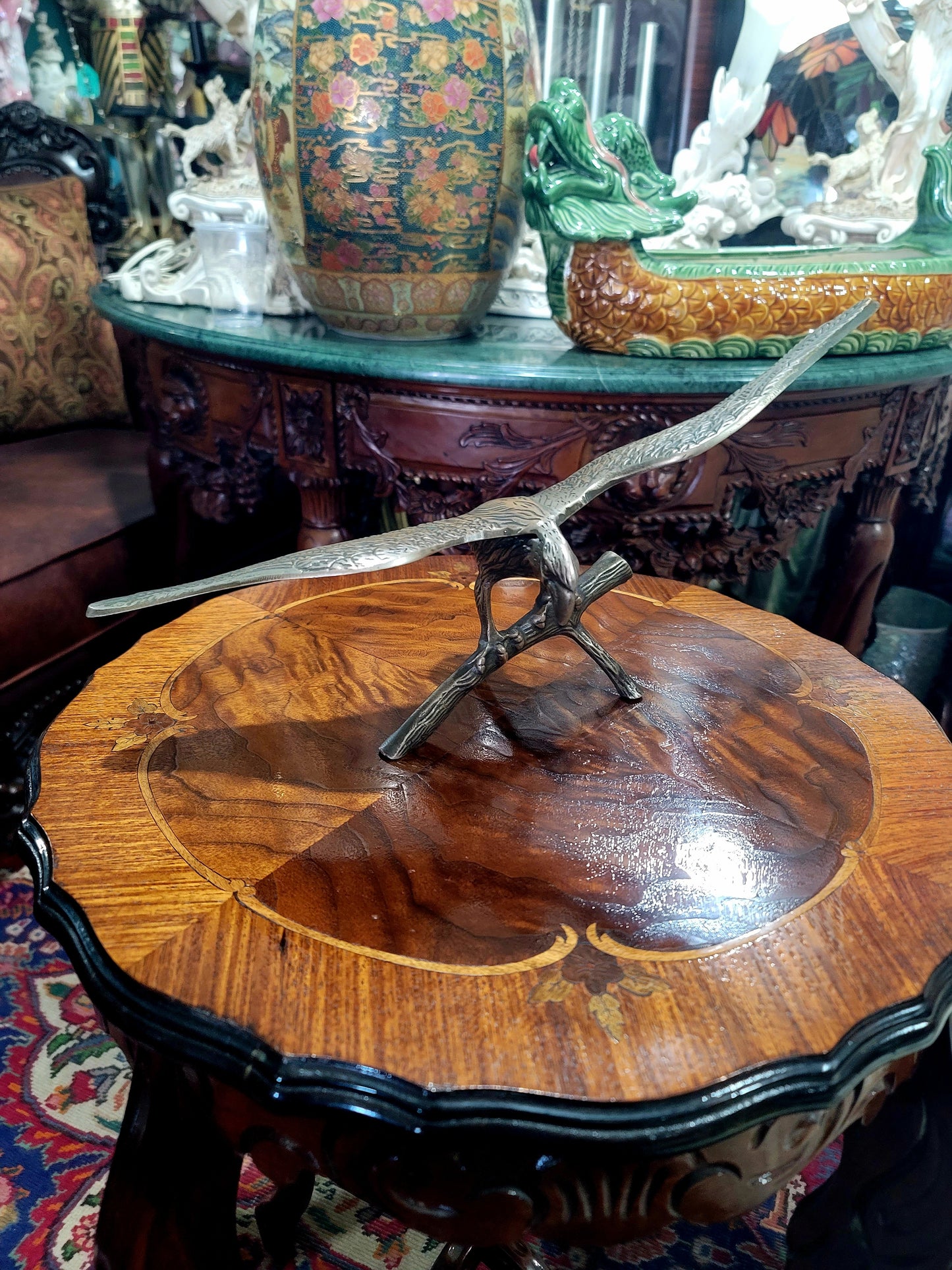 🦅 Bronze Sculpture of an Eagle in Flight with a Globe for Sale 🦅