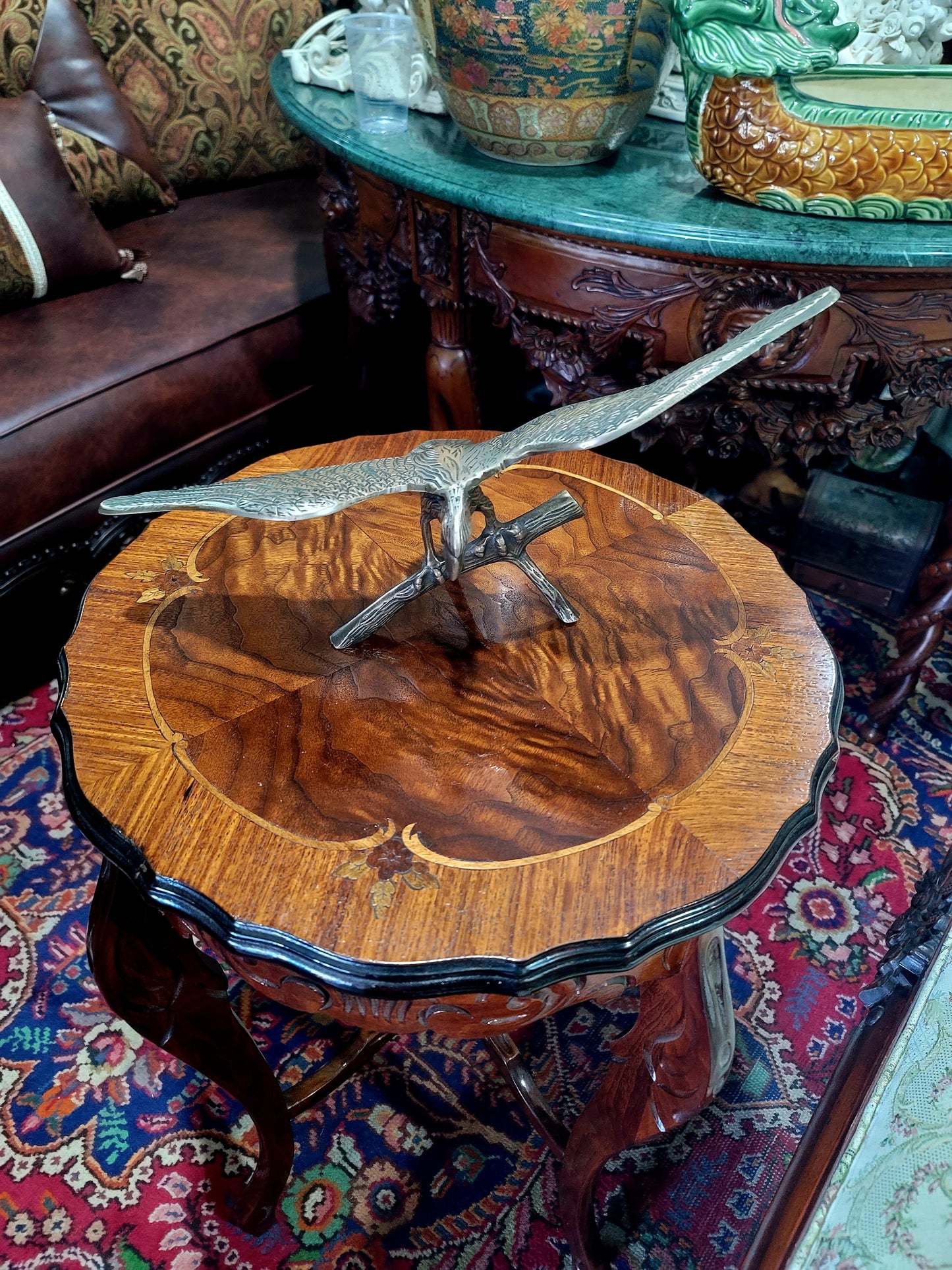🦅 Bronze Sculpture of an Eagle in Flight with a Globe for Sale 🦅