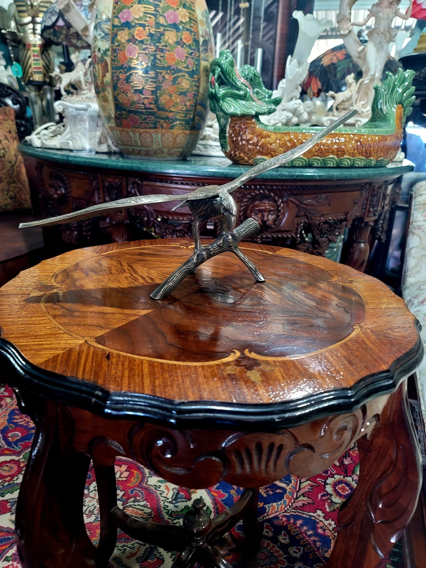 🦅 Bronze Sculpture of an Eagle in Flight with a Globe for Sale 🦅