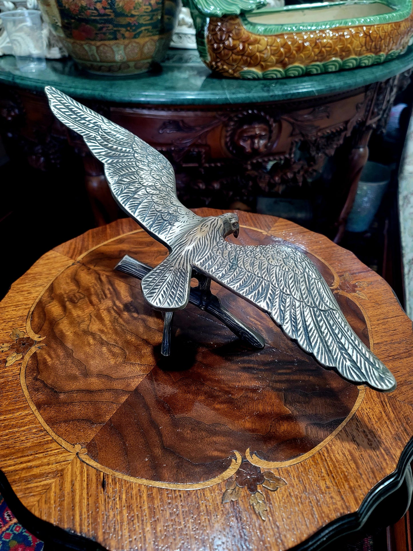 🦅 Bronze Sculpture of an Eagle in Flight with a Globe for Sale 🦅