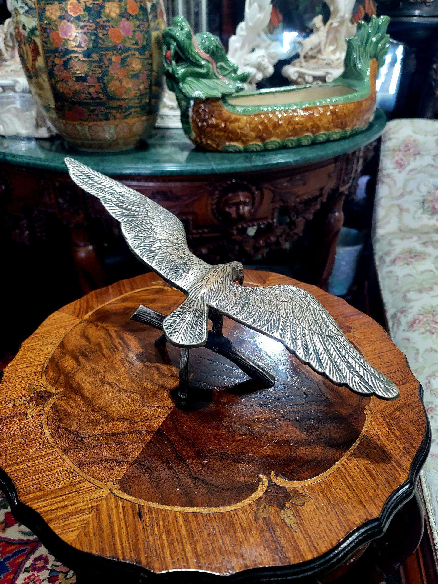 🦅 Bronze Sculpture of an Eagle in Flight with a Globe for Sale 🦅