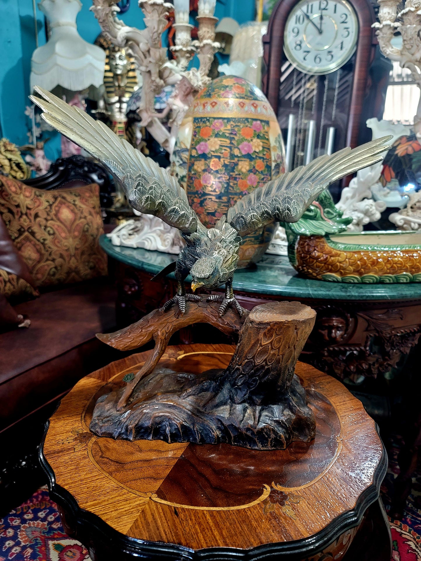 🦅 Bronze Sculpture of an Eagle in Flight with a Globe for Sale 🦅