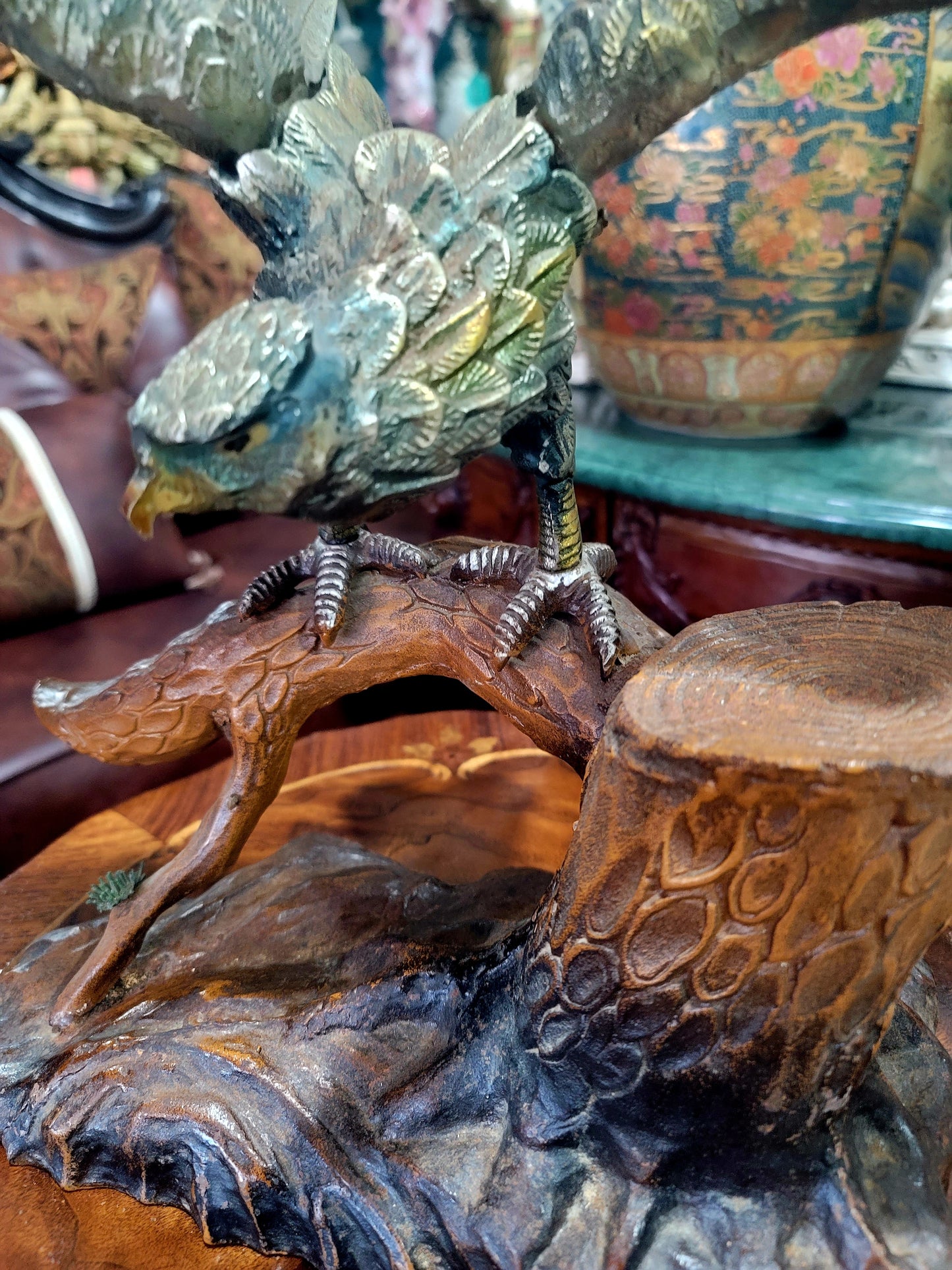 🦅 Bronze Sculpture of an Eagle in Flight with a Globe for Sale 🦅