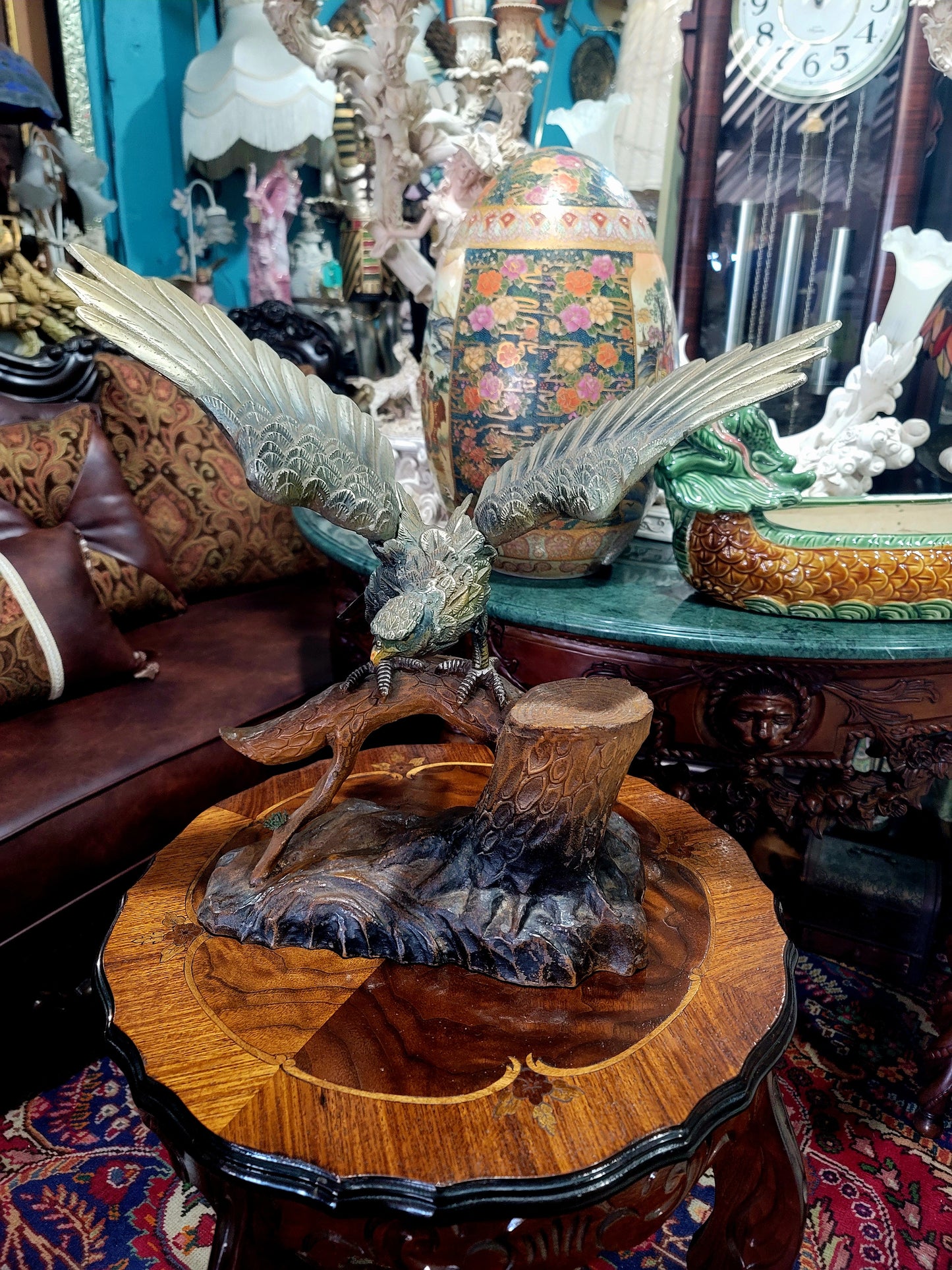 🦅 Bronze Sculpture of an Eagle in Flight with a Globe for Sale 🦅