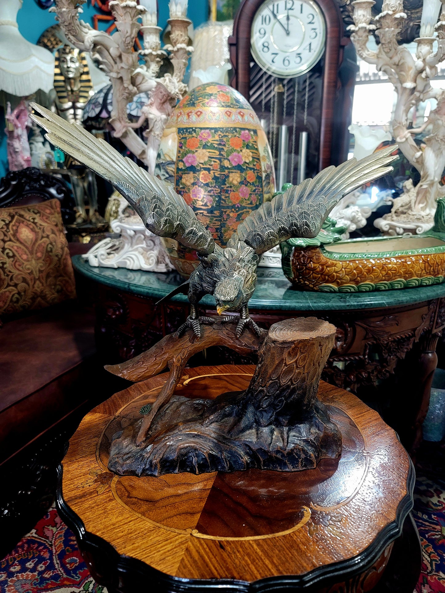 🦅 Bronze Sculpture of an Eagle in Flight with a Globe for Sale 🦅