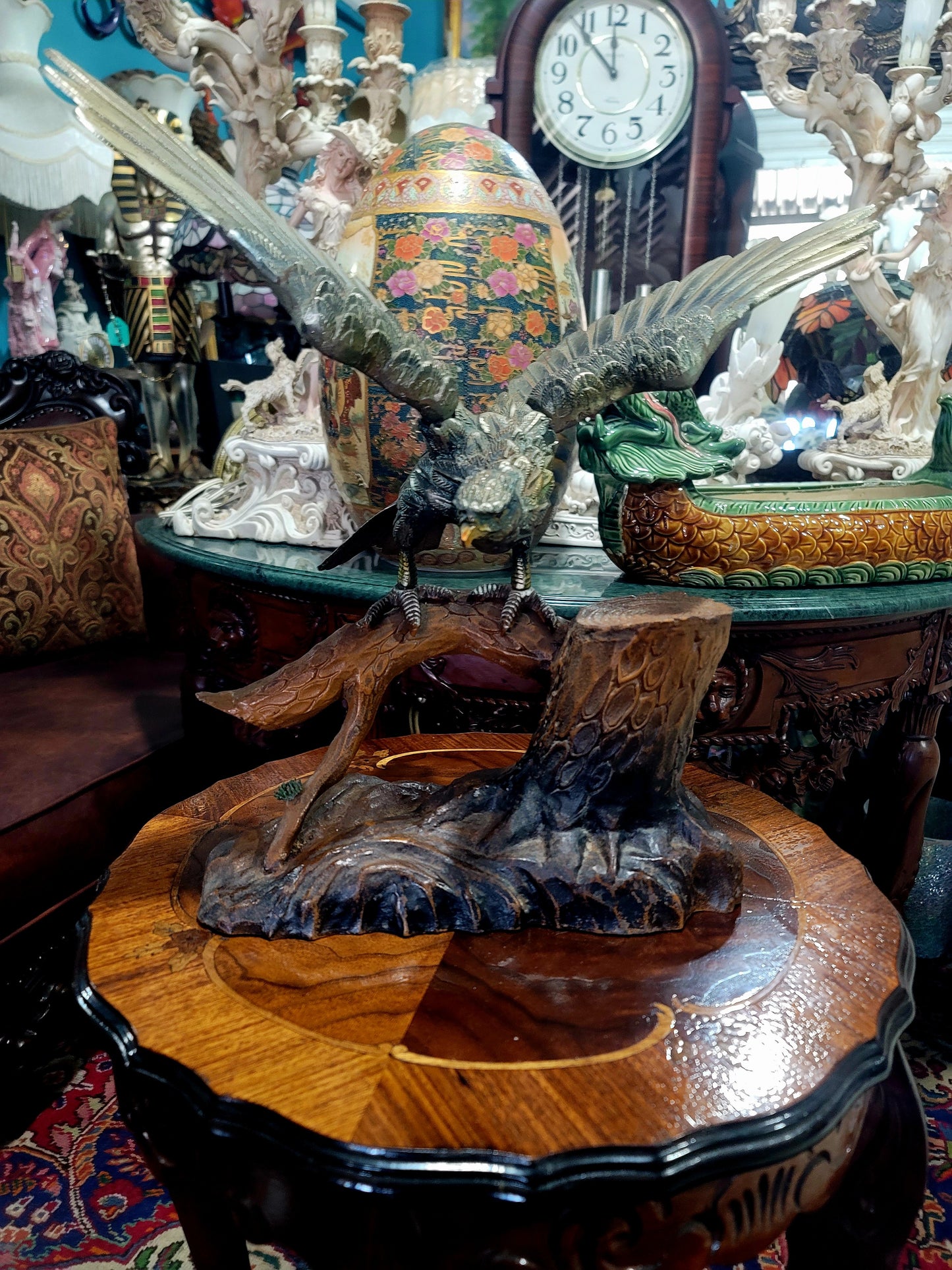 🦅 Bronze Sculpture of an Eagle in Flight with a Globe for Sale 🦅