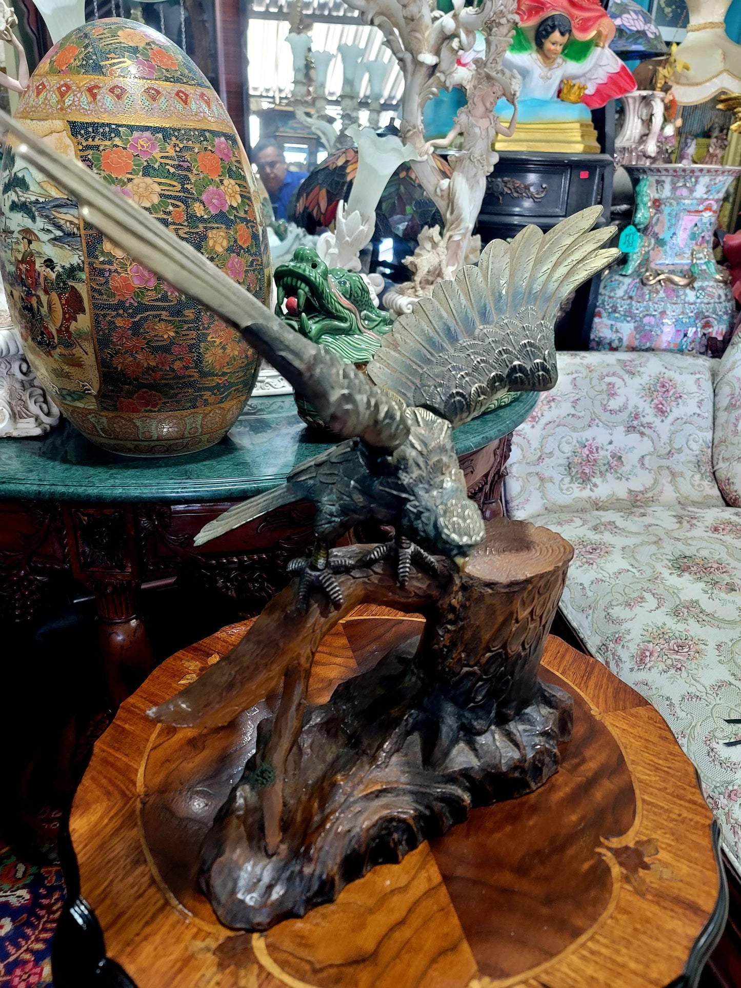 🦅 Bronze Sculpture of an Eagle in Flight with a Globe for Sale 🦅