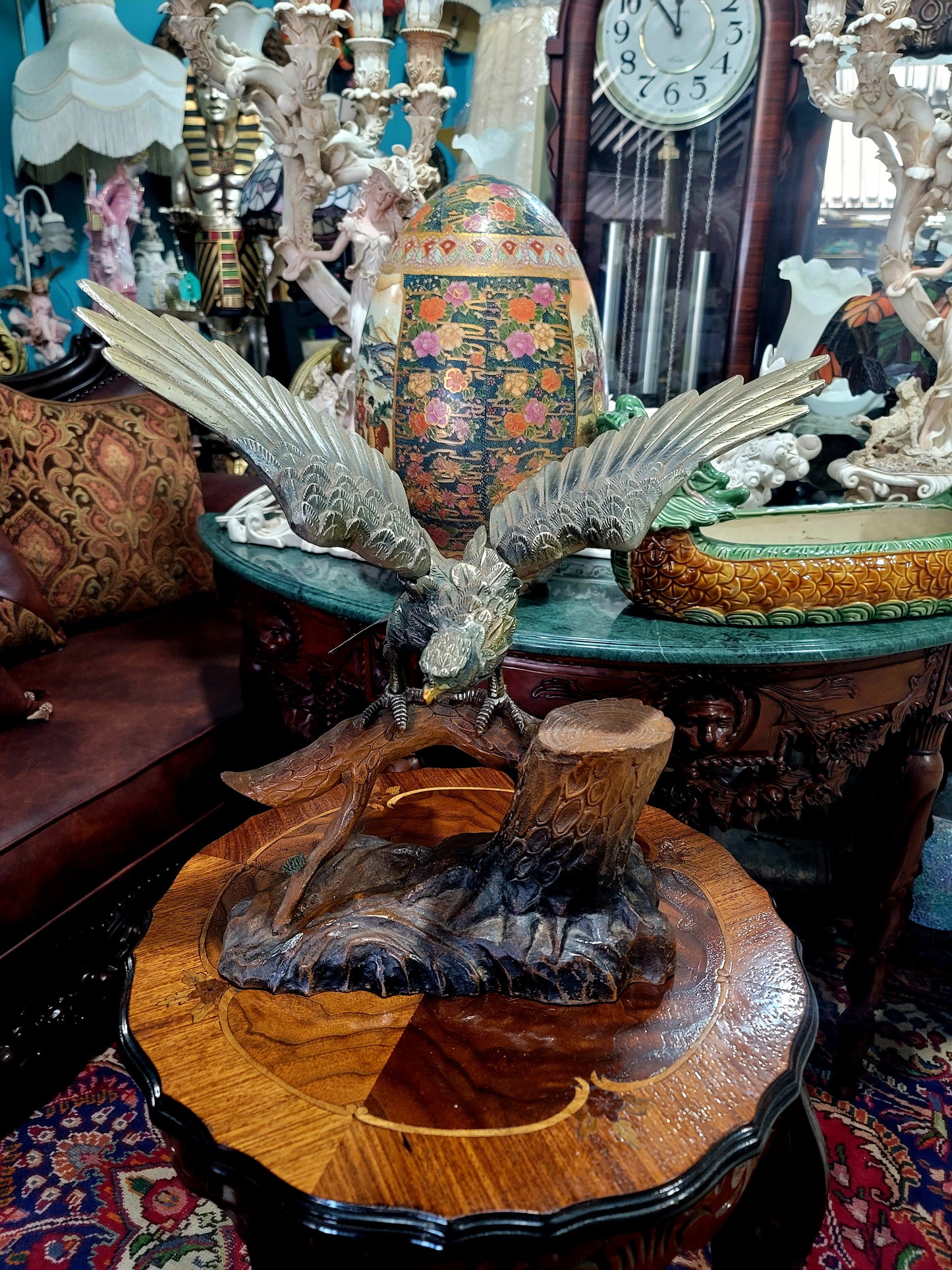 🦅 Bronze Sculpture of an Eagle in Flight with a Globe for Sale 🦅