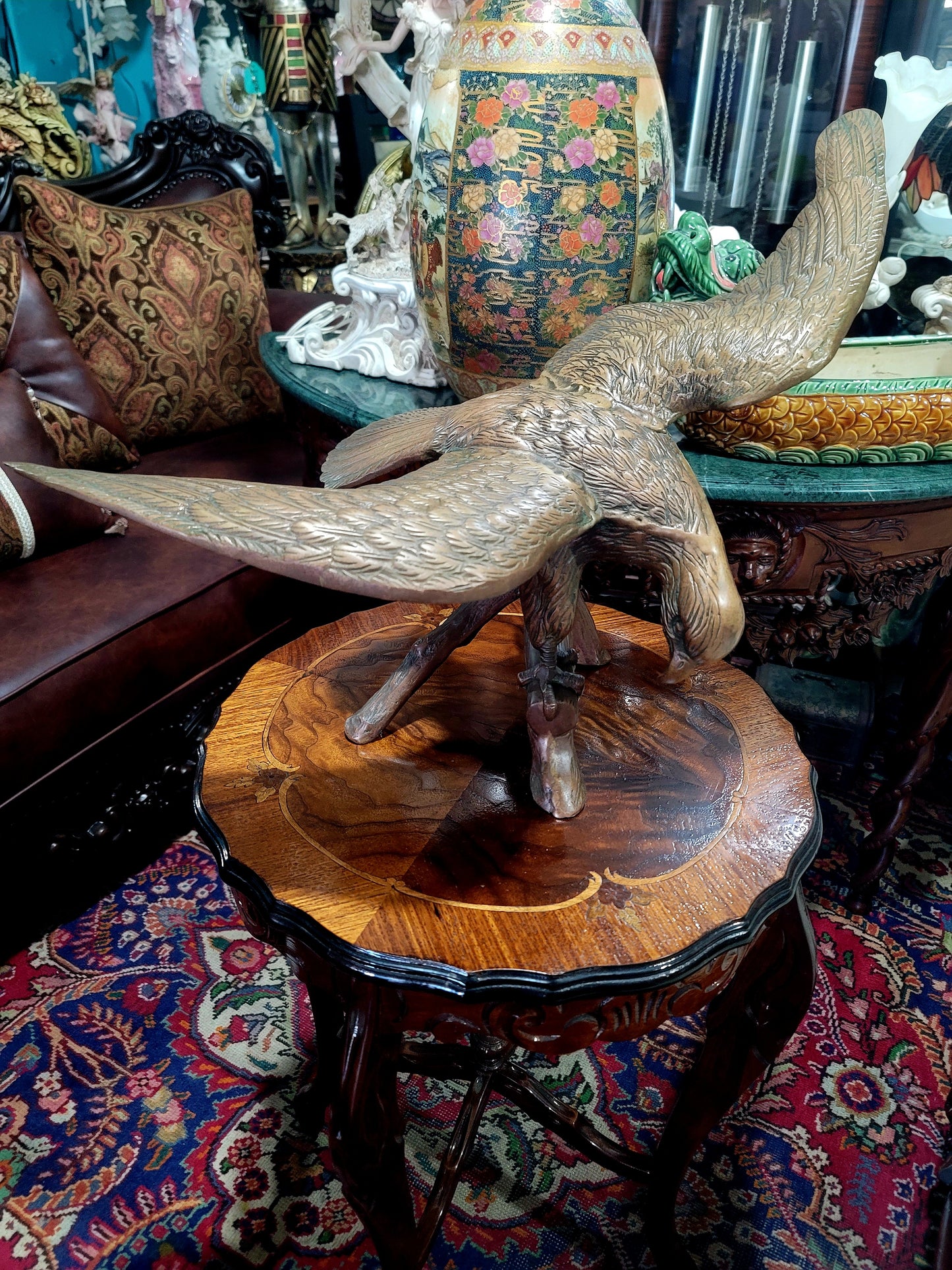 🦅 Bronze Sculpture of an Eagle in Flight with a Globe for Sale 🦅