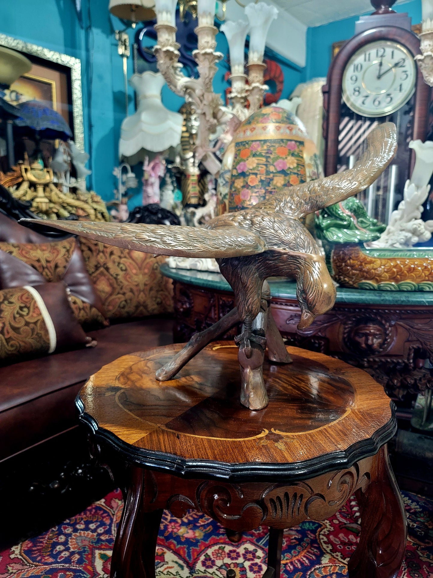 🦅 Bronze Sculpture of an Eagle in Flight with a Globe for Sale 🦅