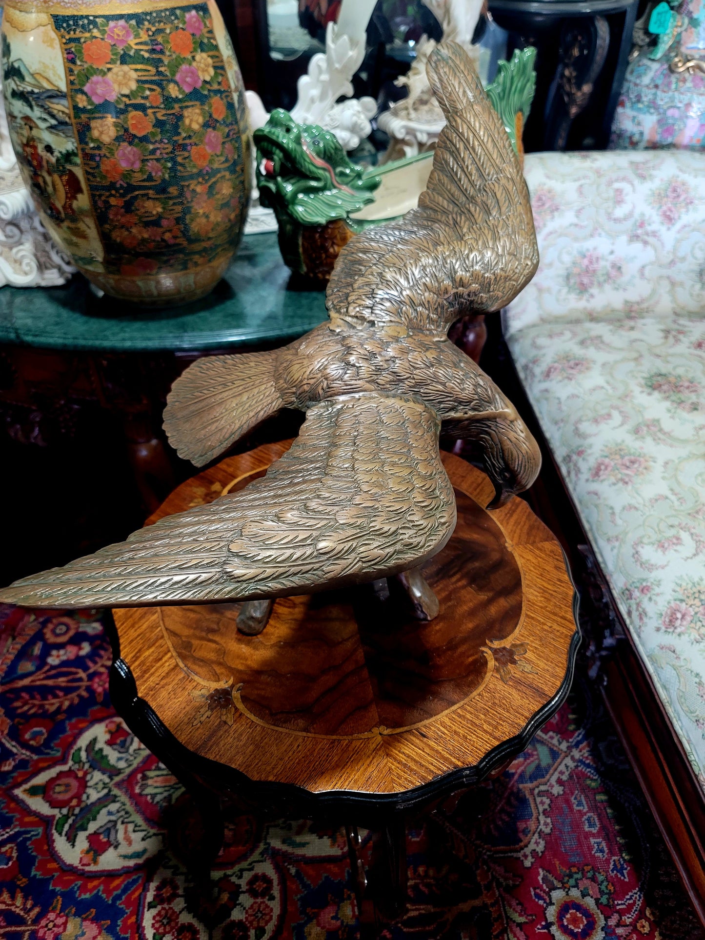 🦅 Bronze Sculpture of an Eagle in Flight with a Globe for Sale 🦅