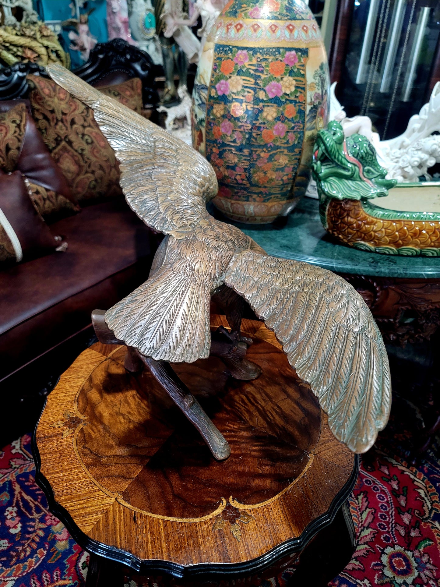 🦅 Bronze Sculpture of an Eagle in Flight with a Globe for Sale 🦅