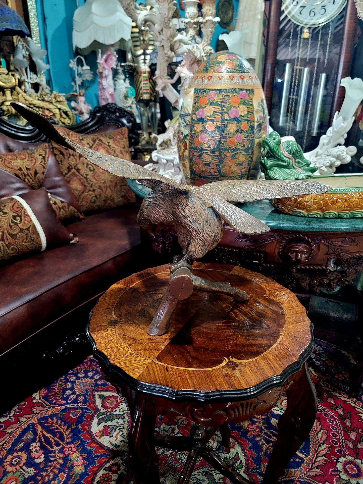 🦅 Bronze Sculpture of an Eagle in Flight with a Globe for Sale 🦅