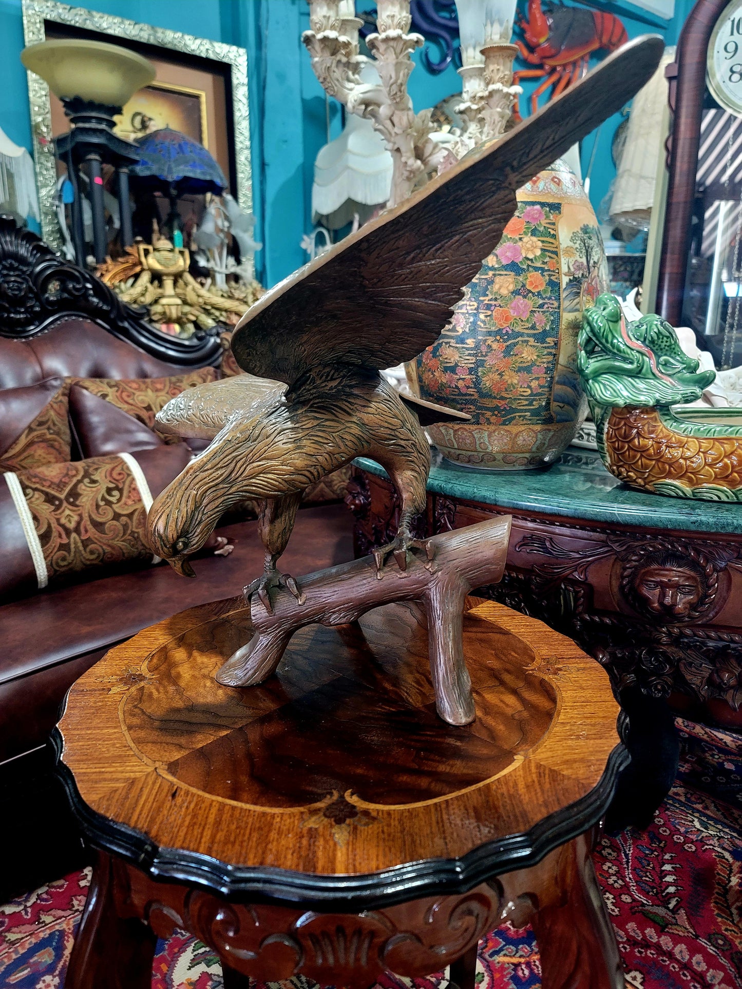 🦅 Bronze Sculpture of an Eagle in Flight with a Globe for Sale 🦅