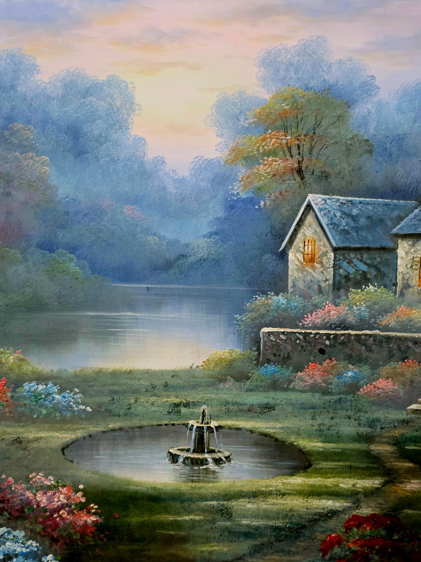 🌺 Inspiring Art – Hand-Painted Stately Home🖌️🎨