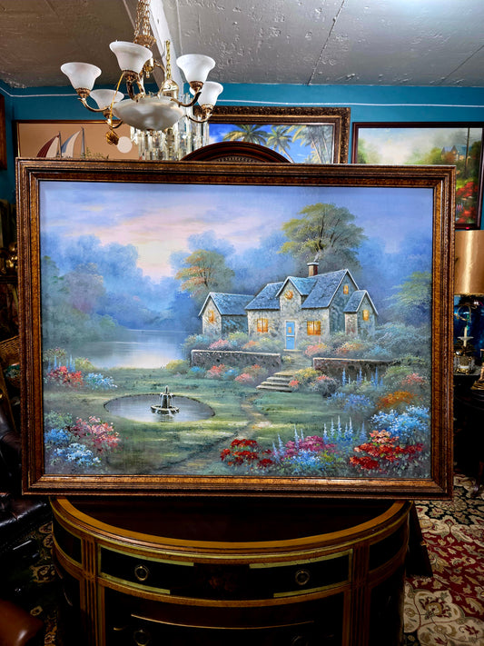 🌺 Inspiring Art – Hand-Painted Stately Home🖌️🎨