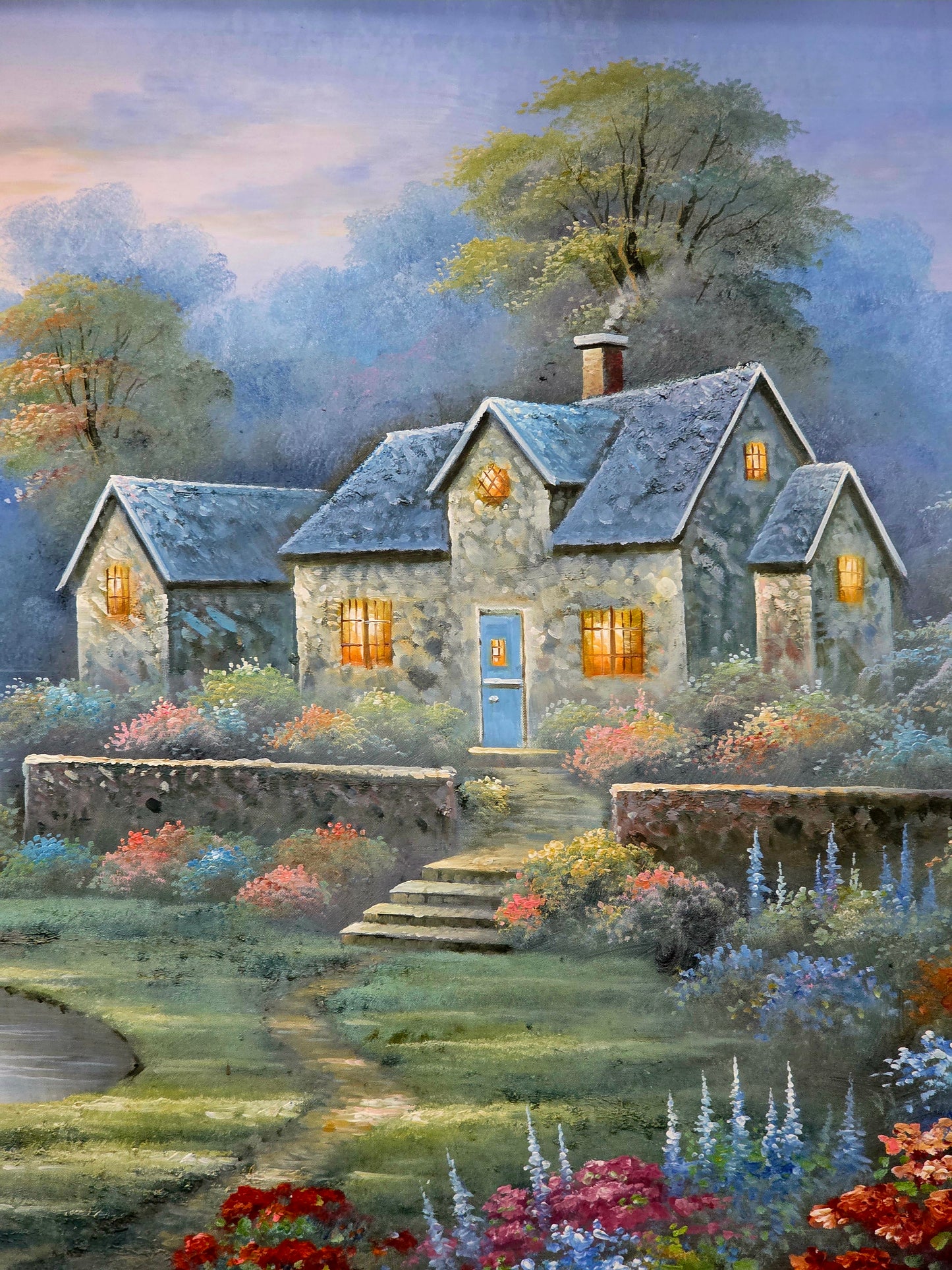🌺 Inspiring Art – Hand-Painted Stately Home🖌️🎨
