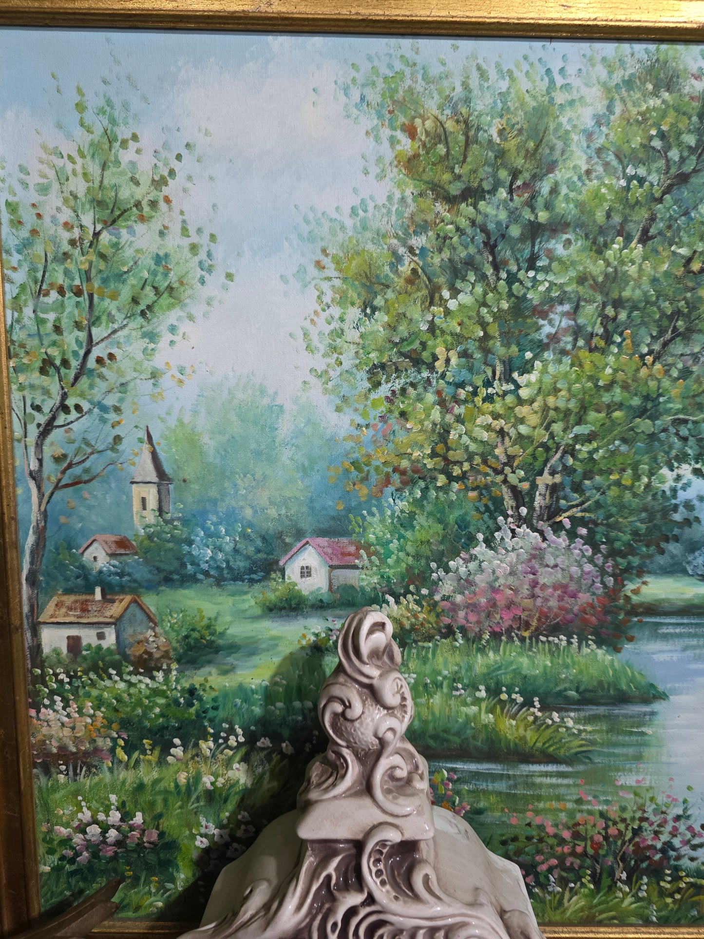 Cuadro original de casa señorial con hermoso paisaje por W.Hodges🖌️🎨