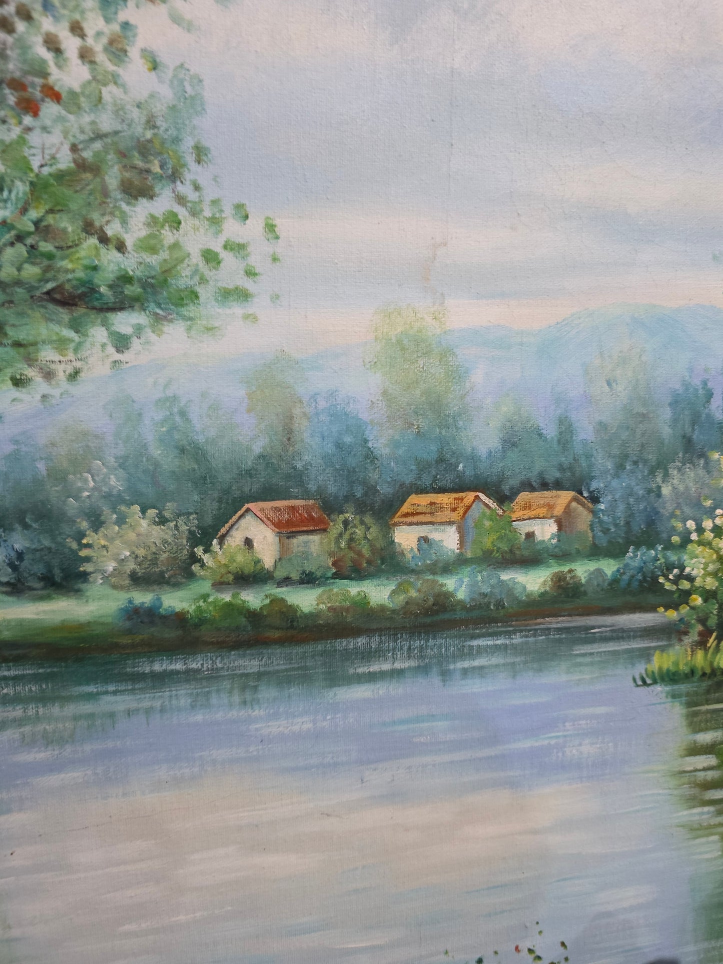 Cuadro original de casa señorial con hermoso paisaje por W.Hodges🖌️🎨