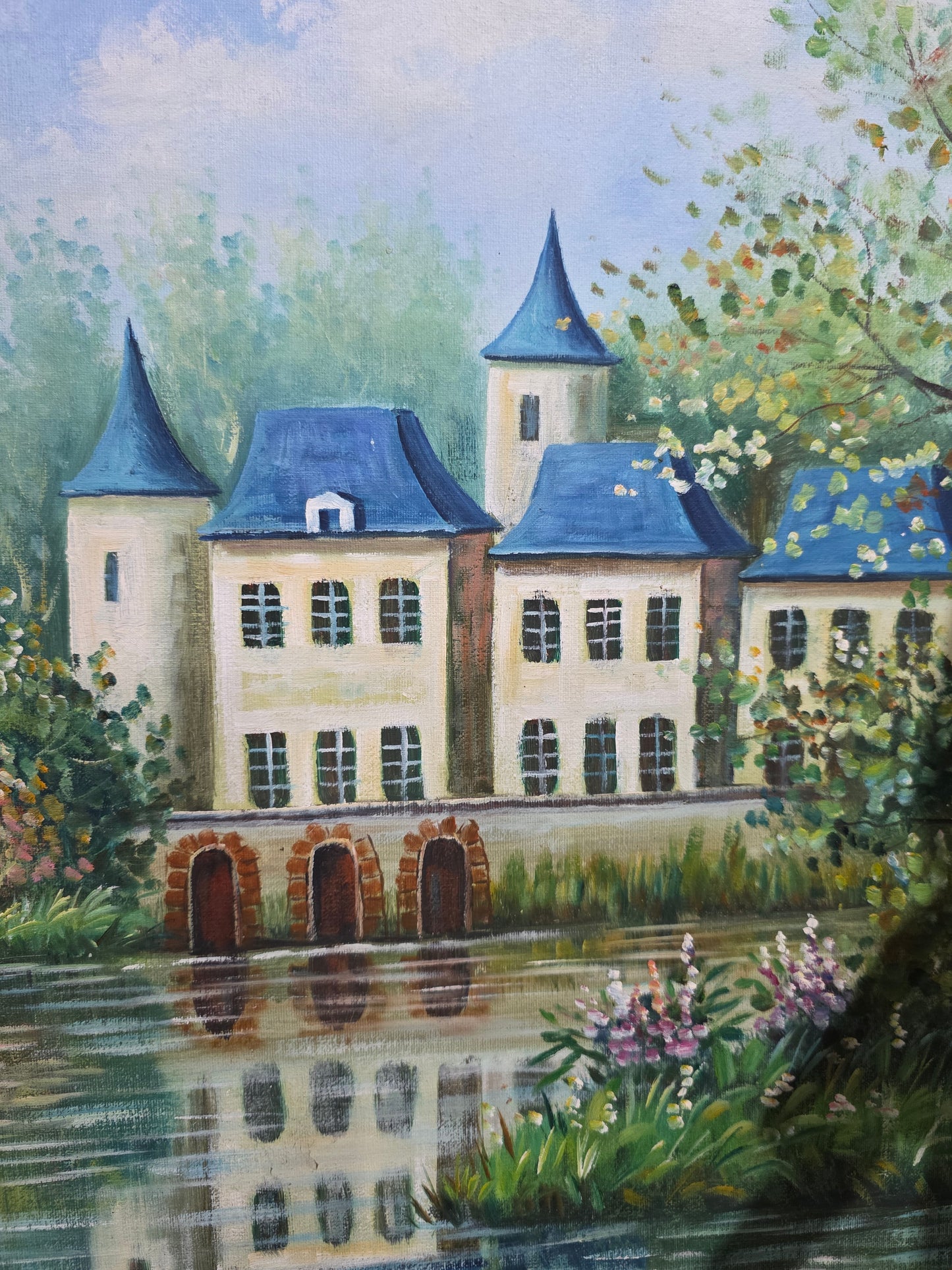 Cuadro original de casa señorial con hermoso paisaje por W.Hodges🖌️🎨