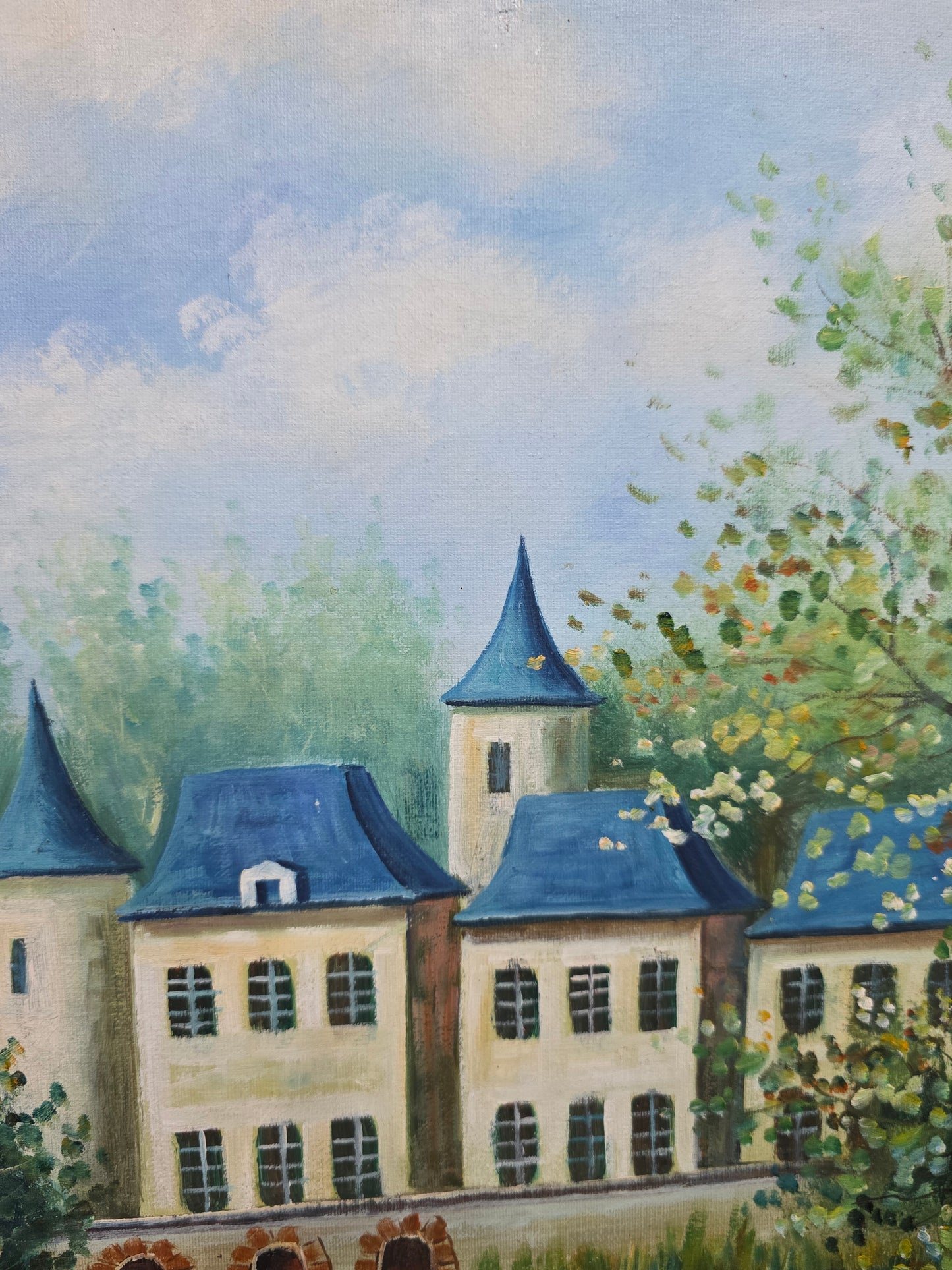 Cuadro original de casa señorial con hermoso paisaje por W.Hodges🖌️🎨