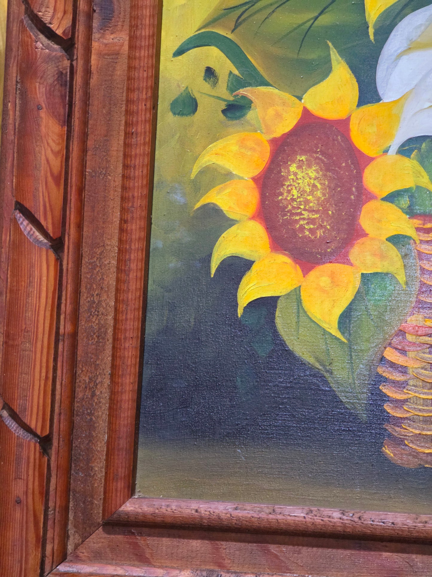 🎨 Vintage Painting with Classic Mexican Painting – Original Oil Painting with Rustic Frame 🌻pia)