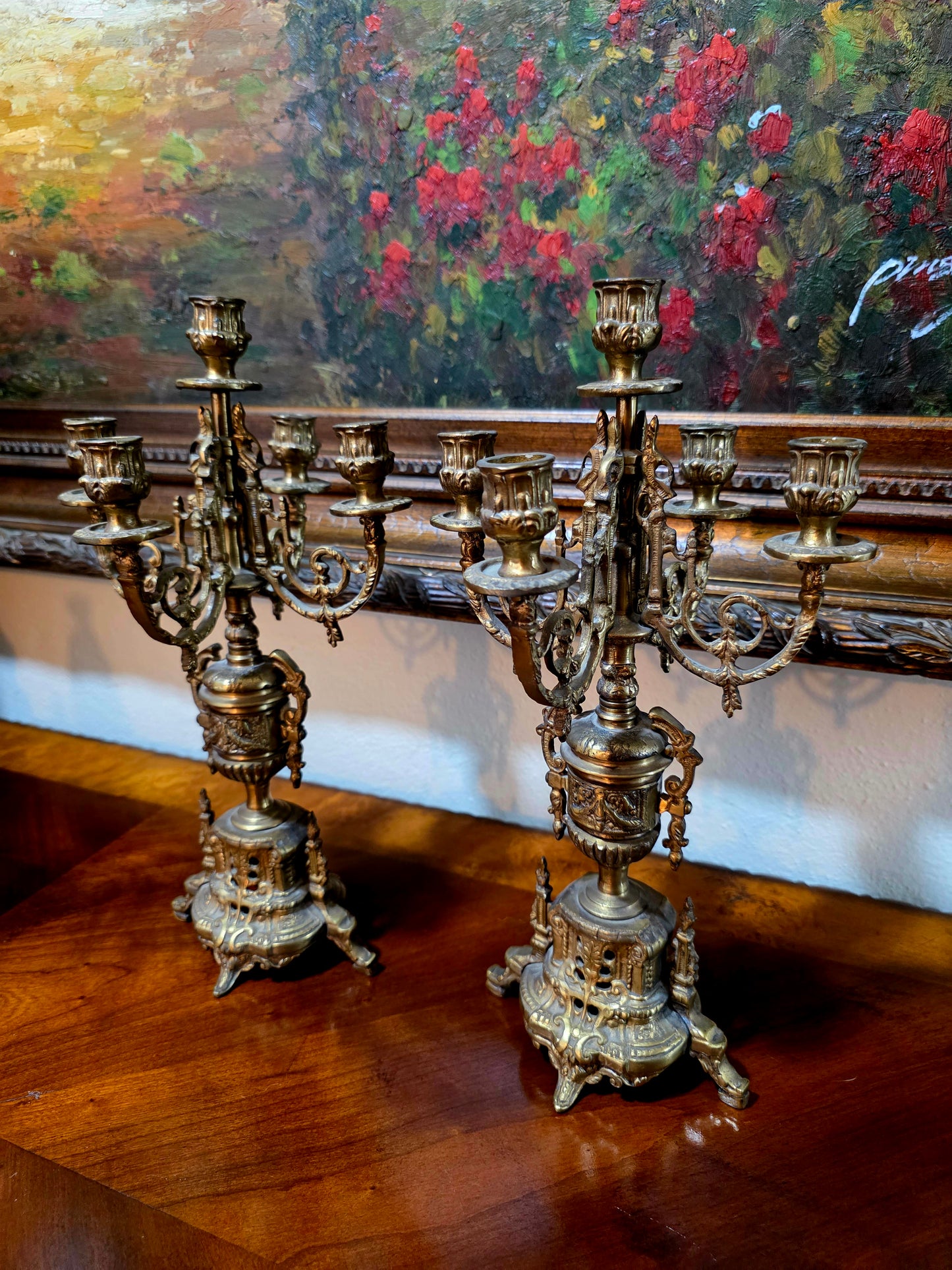 🕰️✨ Majestic Bronze Clock and Candlestick Set – Classical German Art of the 19th Century ✨🕰️