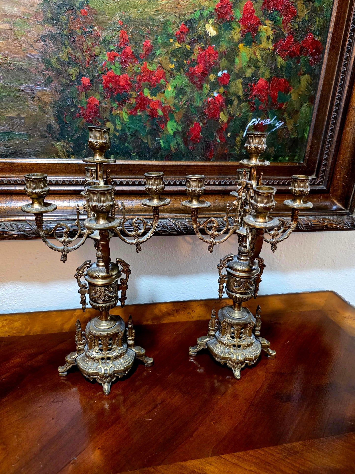 🕰️✨ Majestic Bronze Clock and Candlestick Set – Classical German Art of the 19th Century ✨🕰️