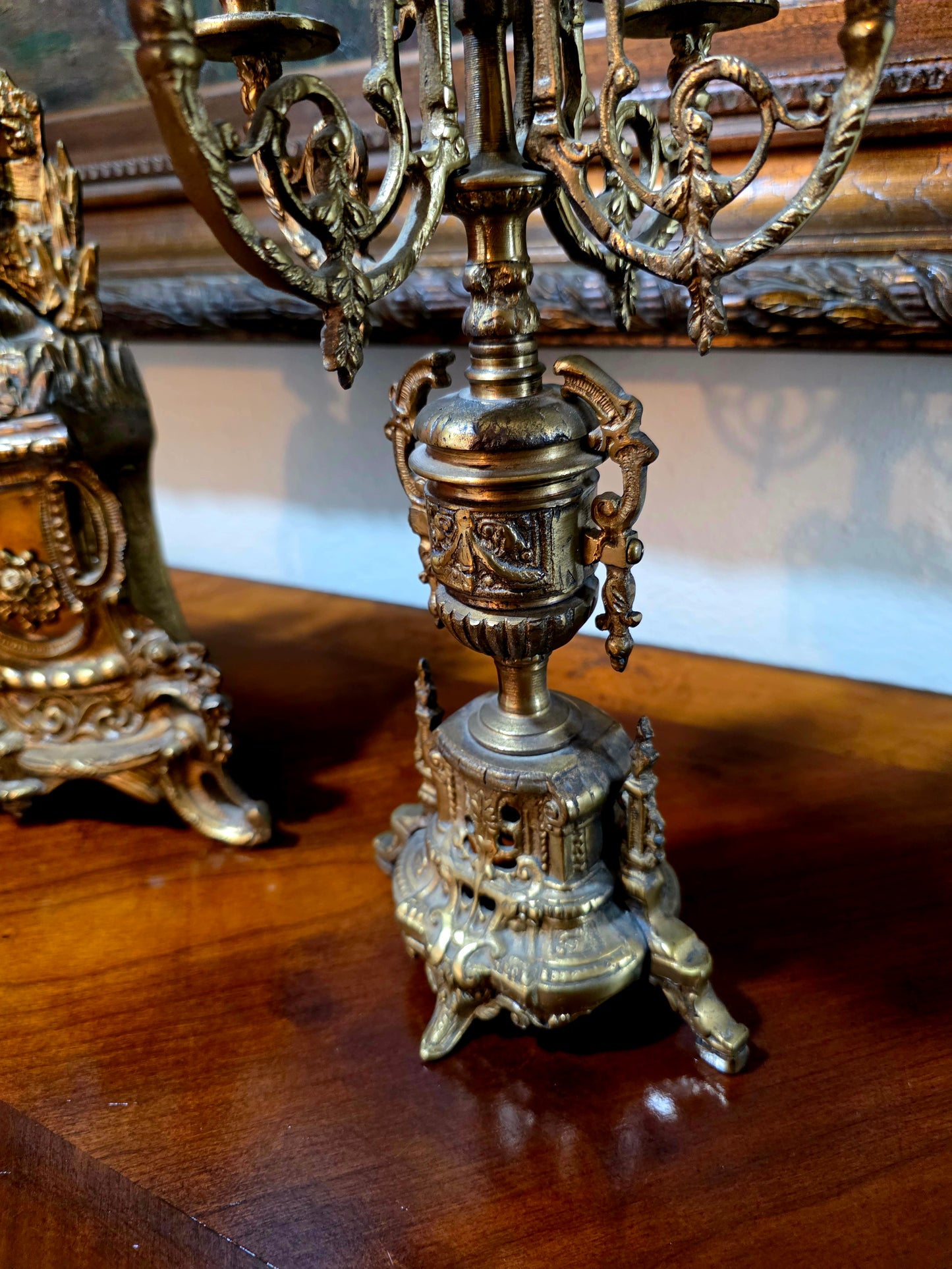 🕰️✨ Majestic Bronze Clock and Candlestick Set – Classical German Art of the 19th Century ✨🕰️