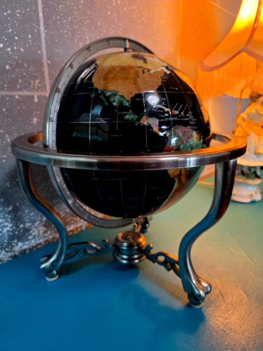 🌍 Globo Decorativo De Piedra Onnix – Elegancia Geográfica con Alma Clásica