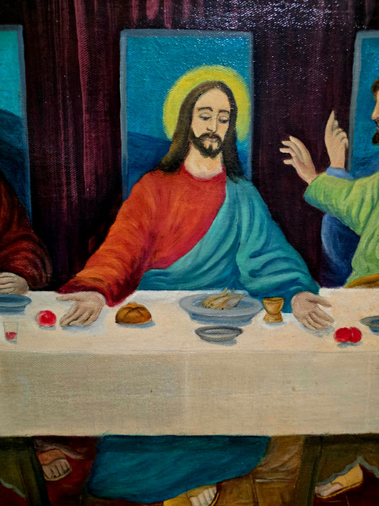 🕊️ Pintura al Óleo “La Última Cena” – Arte Sacro de Profunda Belleza 🕊️