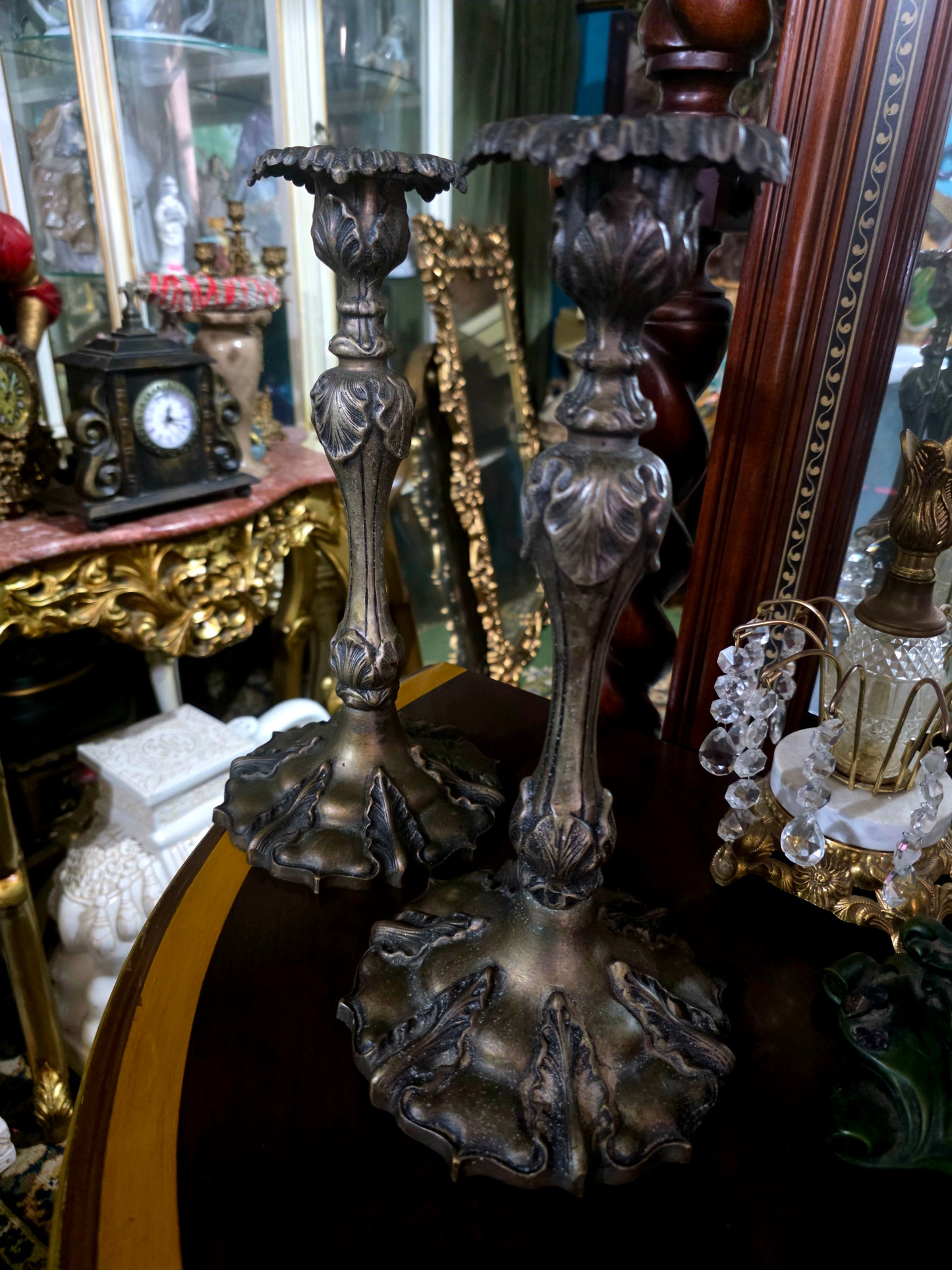 🔥🕯️🔥 Par de Candelabros Antiguos en Bronce 🔥🕯️🔥