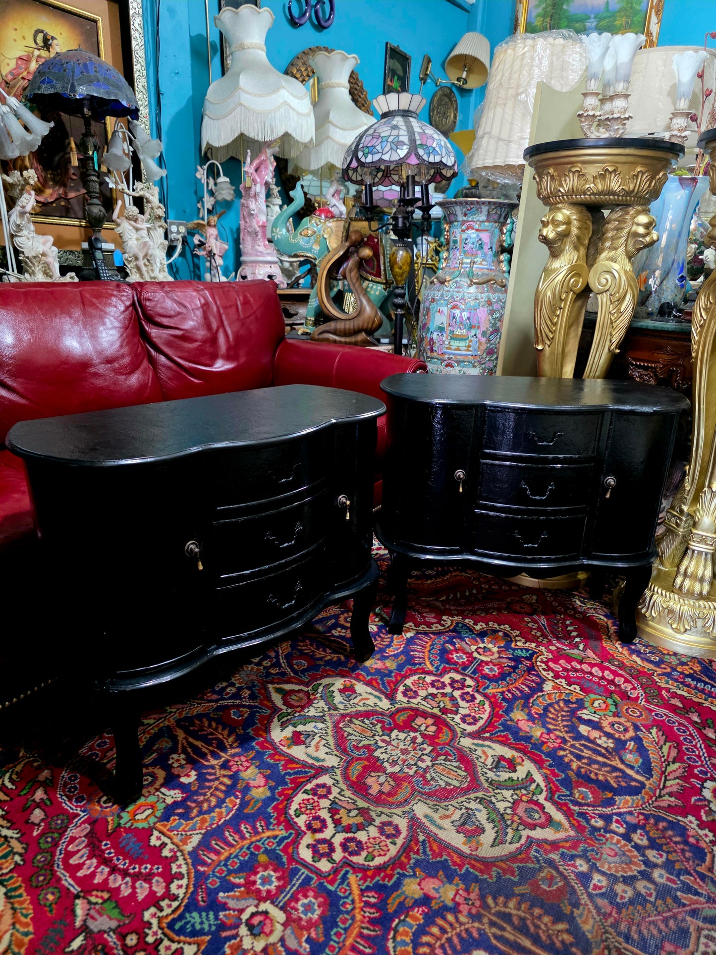 🖤 Par de burós vintage en negro brillante 🖤