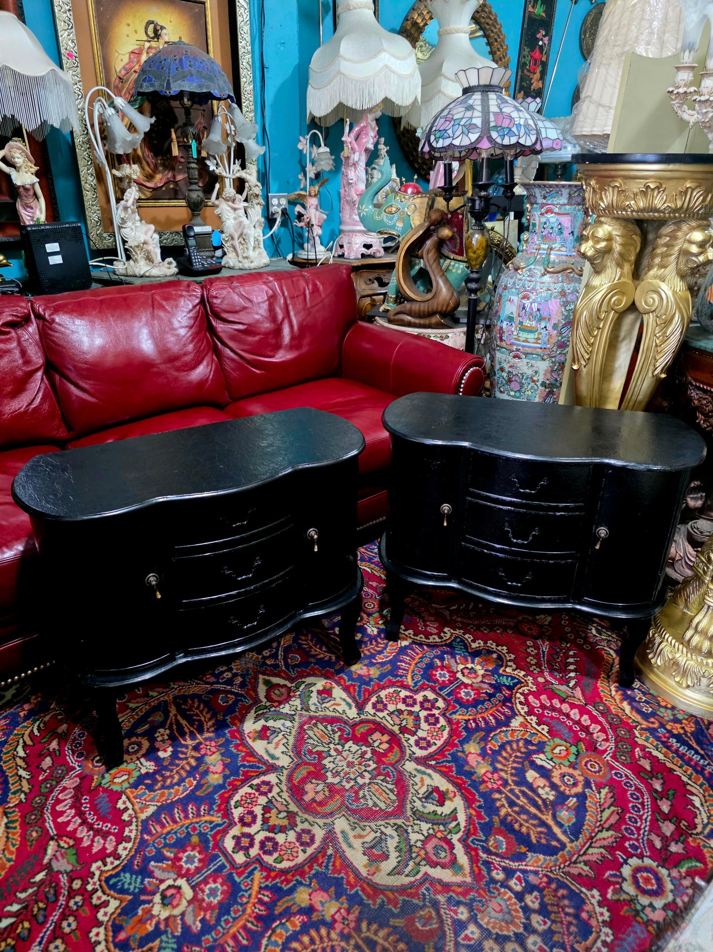 🖤 Par de burós vintage en negro brillante 🖤