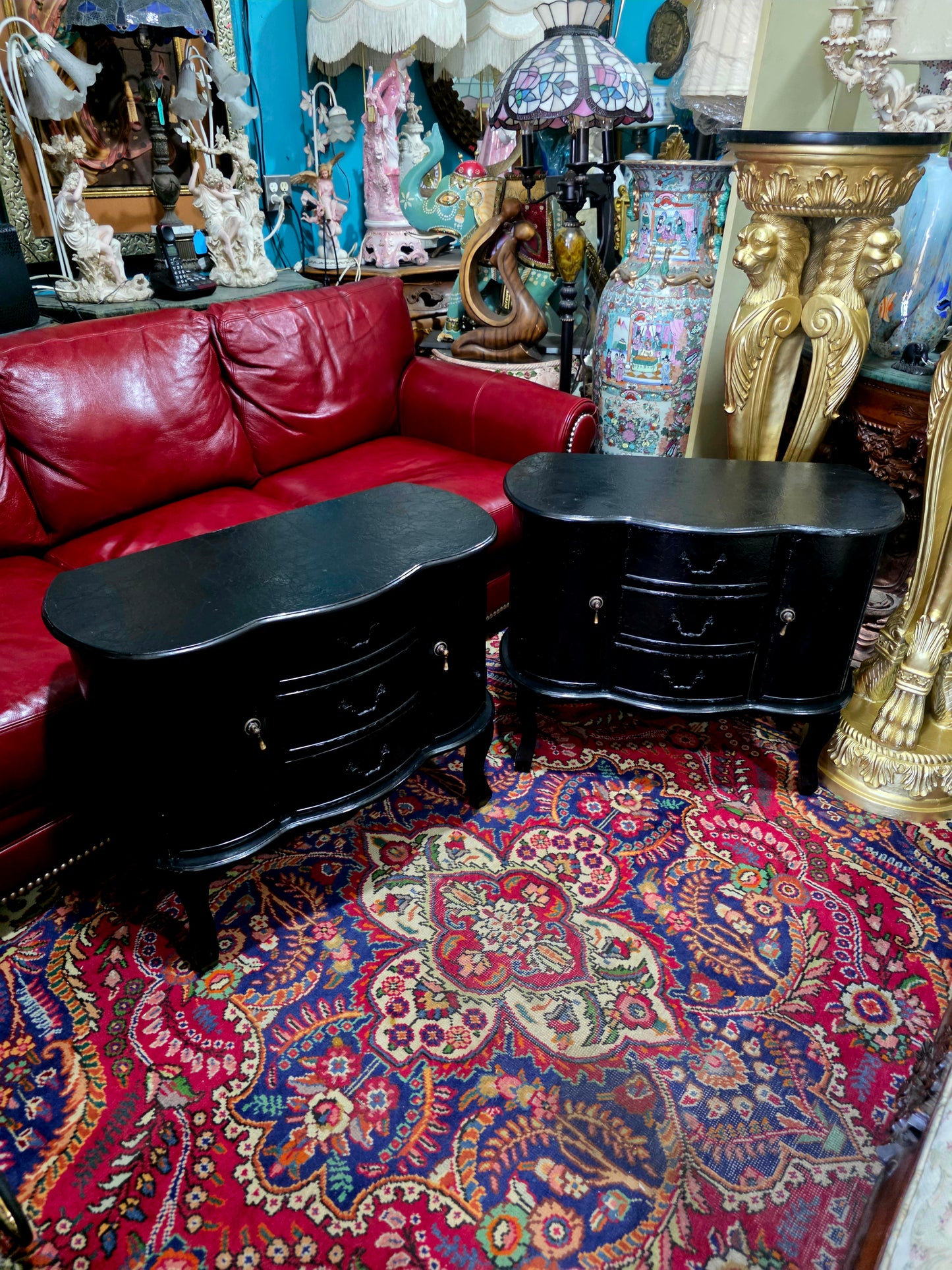 🖤 Par de burós vintage en negro brillante 🖤