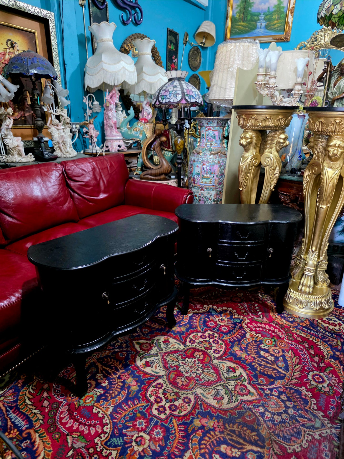 🖤 Par de burós vintage en negro brillante 🖤