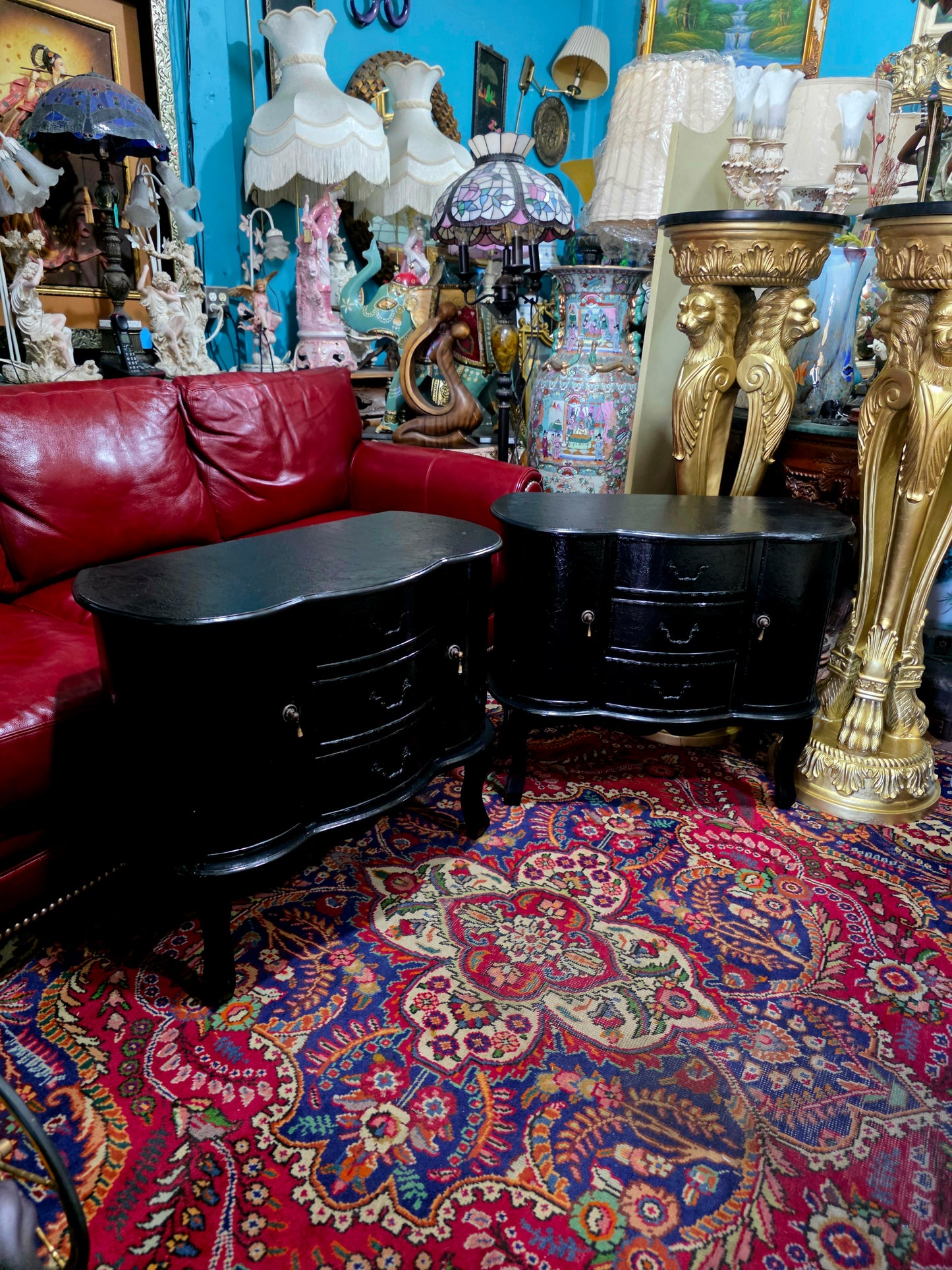 🖤 Par de burós vintage en negro brillante 🖤