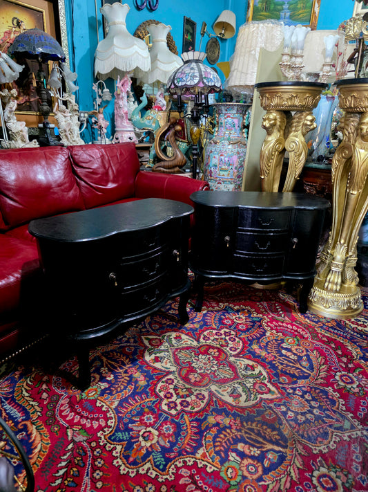 🖤 Par de burós vintage en negro brillante 🖤