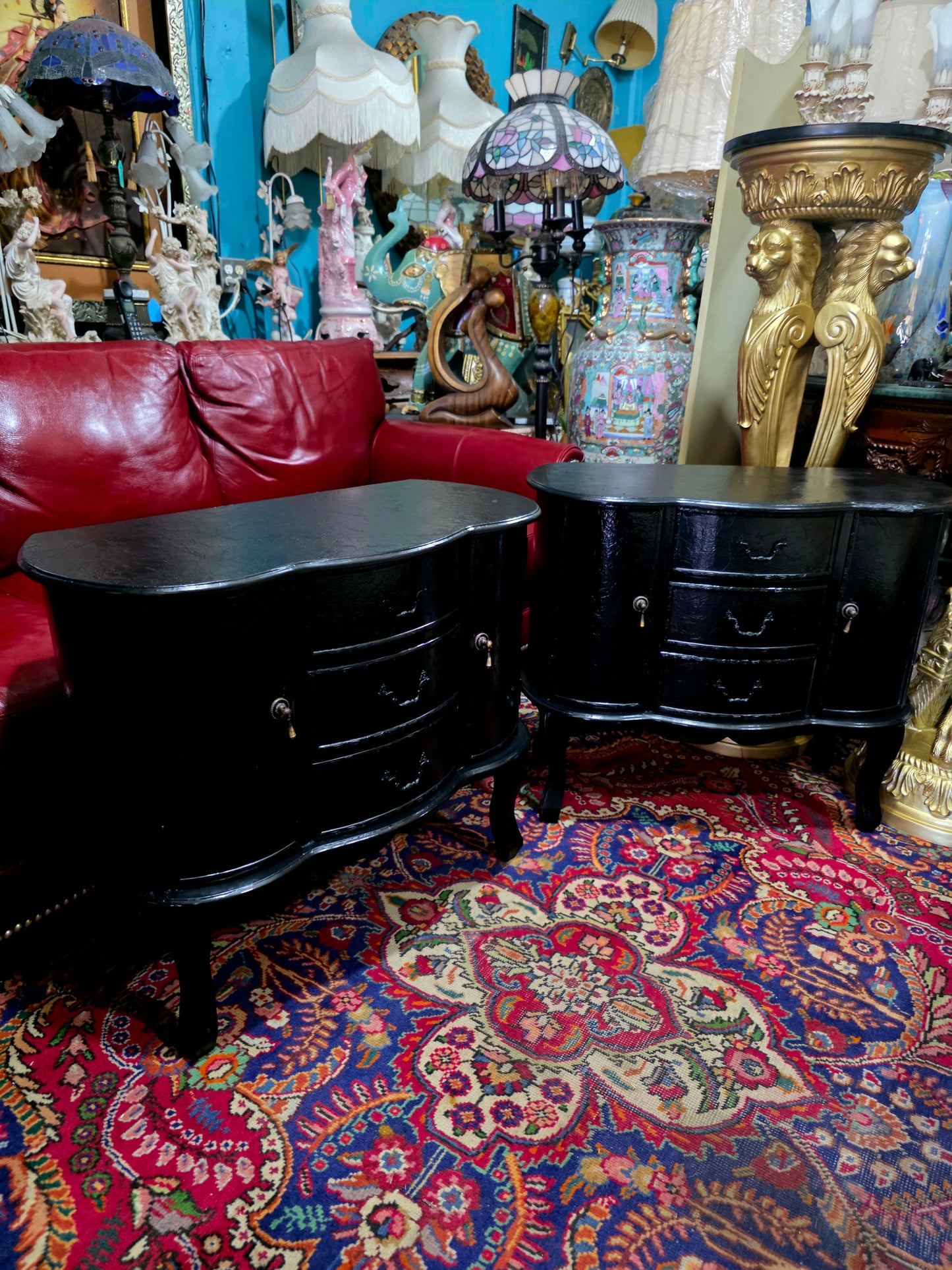 🖤 Par de burós vintage en negro brillante 🖤