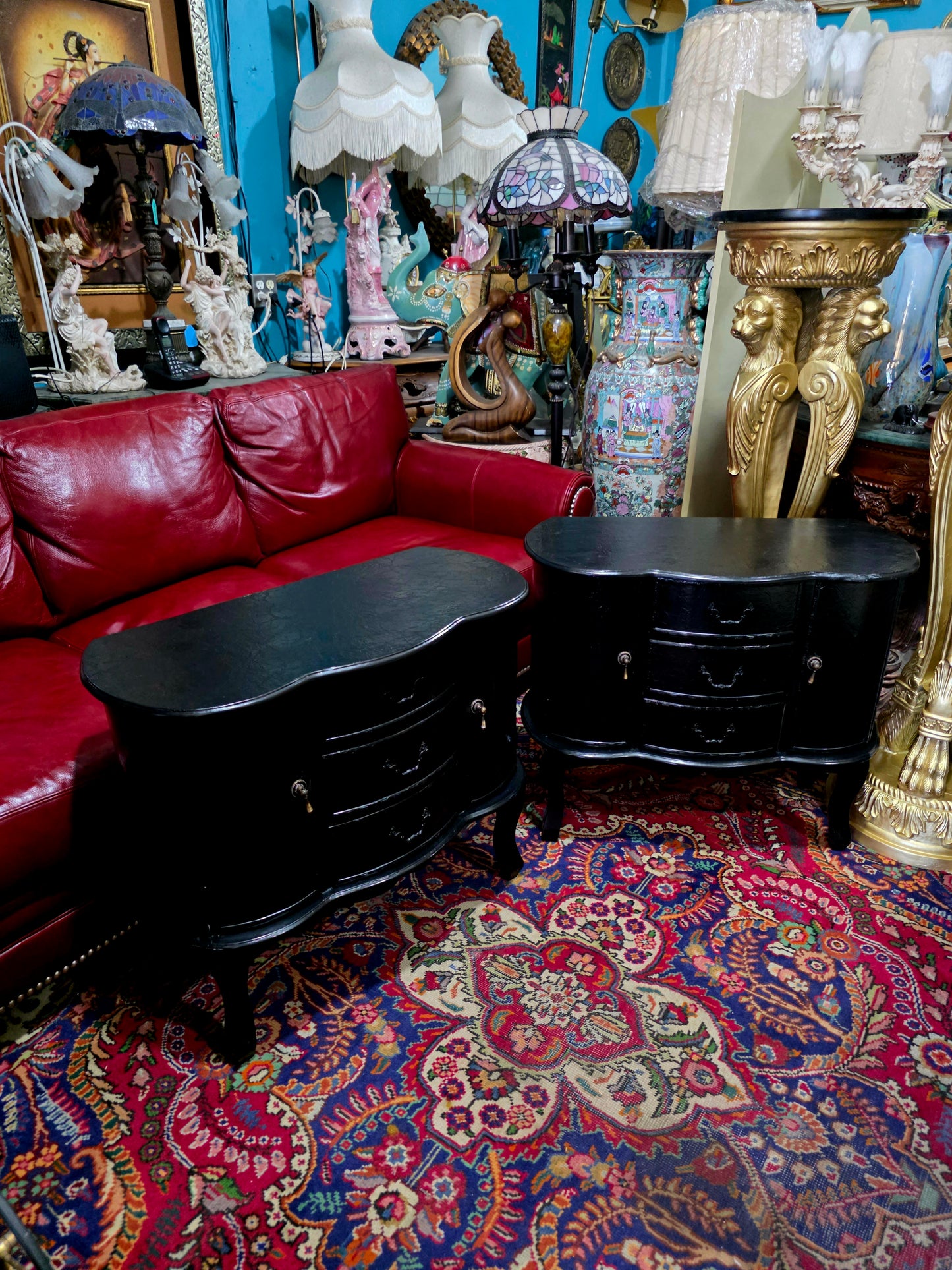 🖤 Par de burós vintage en negro brillante 🖤