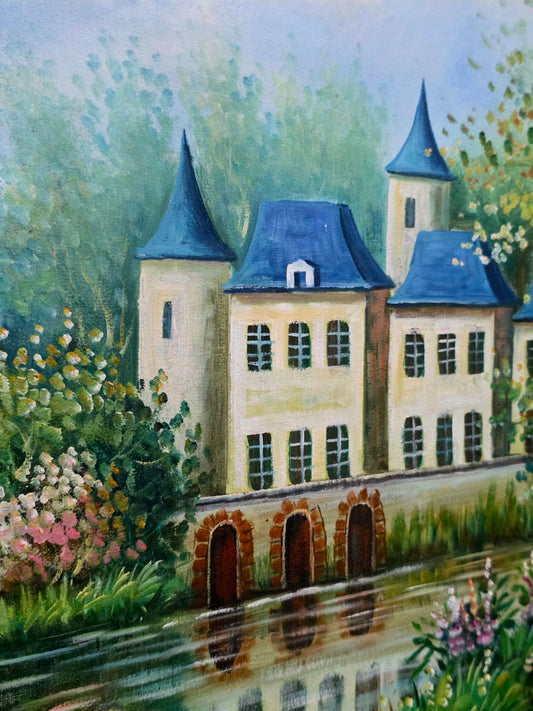 🌺 Cuadro original de casa señorial con hermoso paisaje por W.Hodges🖌️🎨