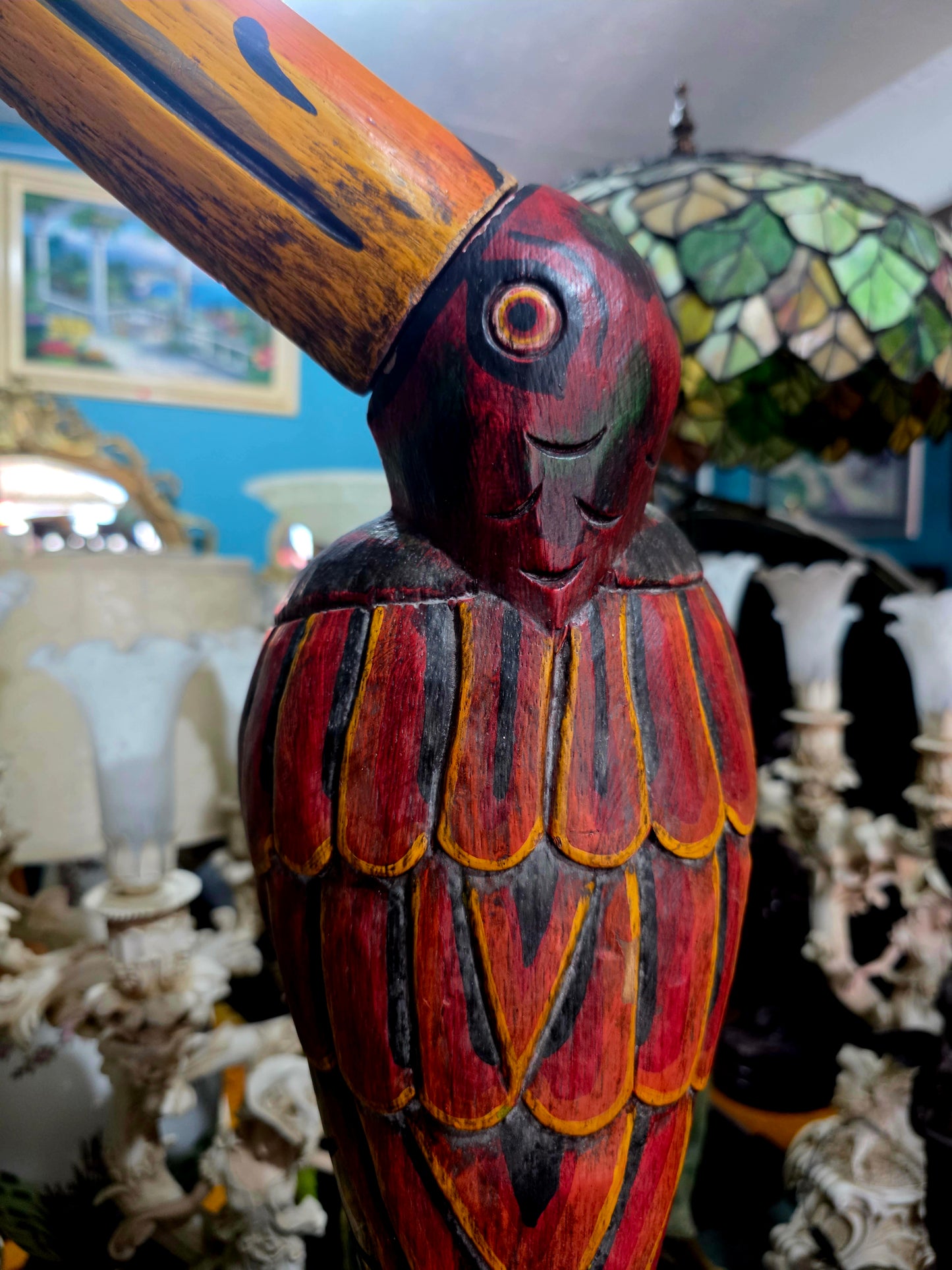 🌺Tucan tallado a mano – Escultura de madera🌺