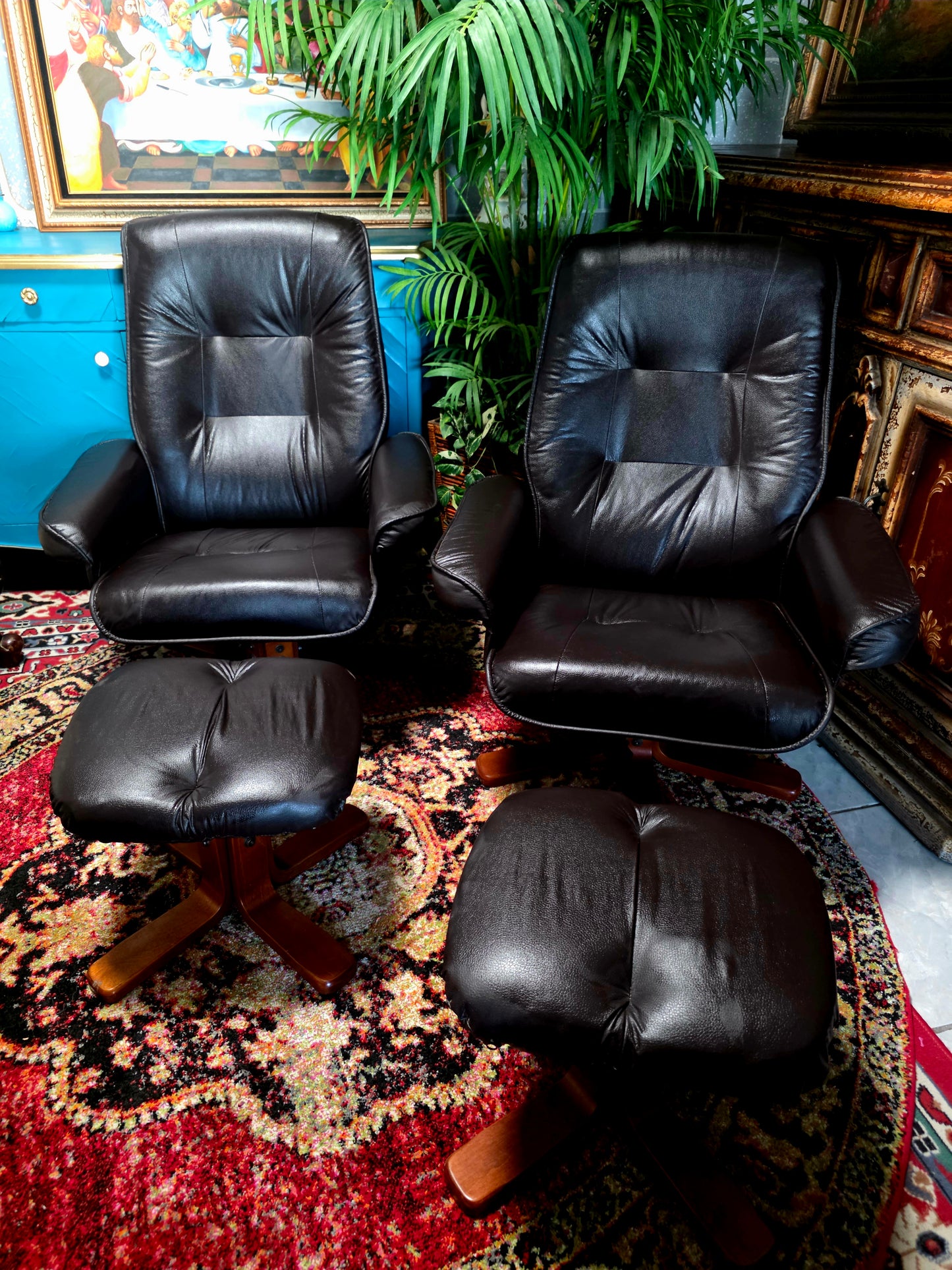 🖤 Stressless Recliners en Vinipiel Negra — Duo de Confort Escandinavo Sillones Reclinables