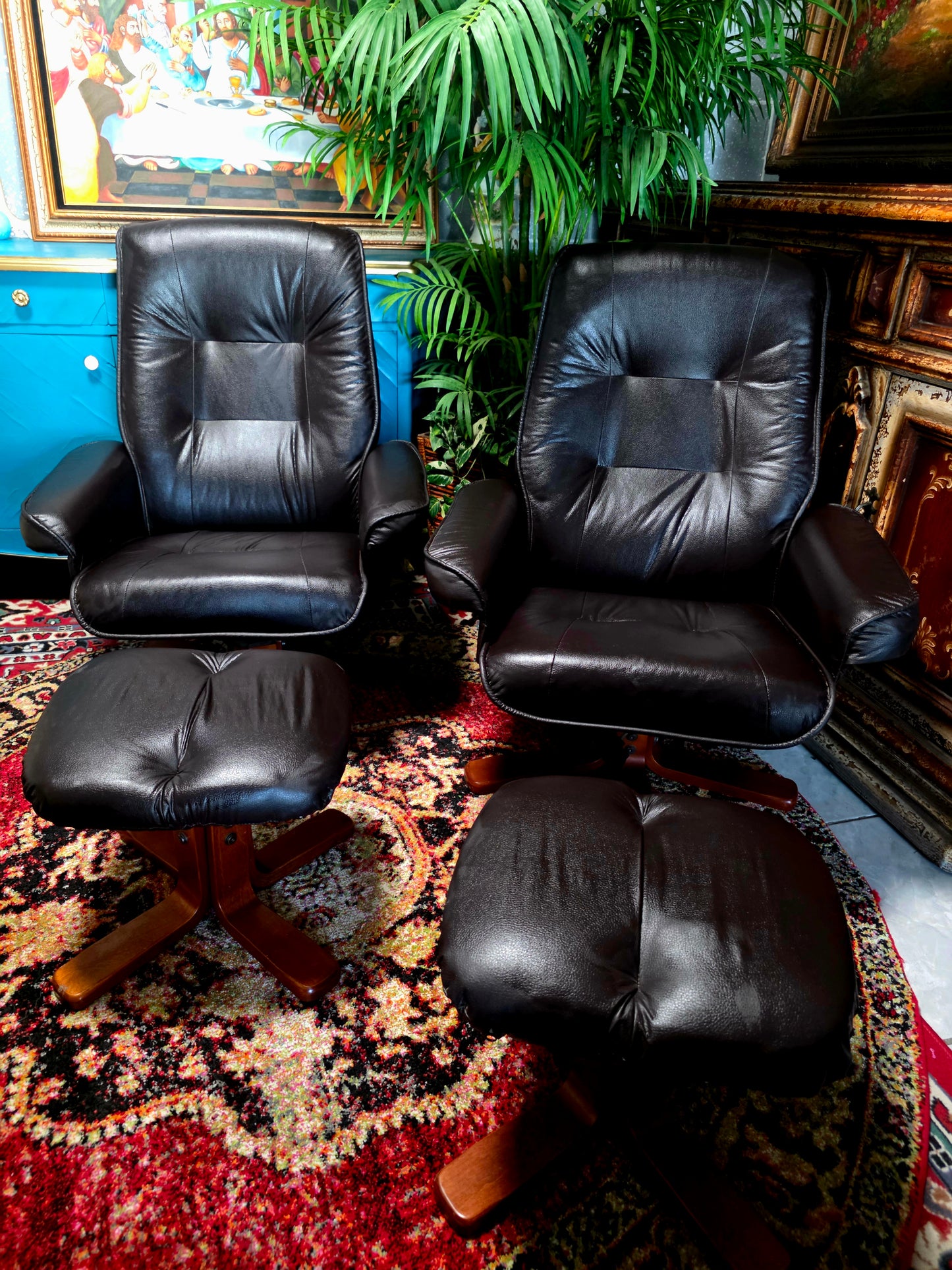 🖤 Stressless Recliners en Vinipiel Negra — Duo de Confort Escandinavo Sillones Reclinables