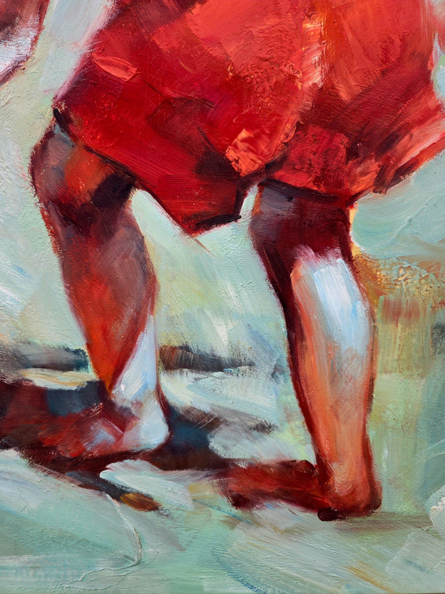 🌺 🖼️Infancia en movimiento – Óleo original firmado por Zhong Mao Qing🖌️🎨