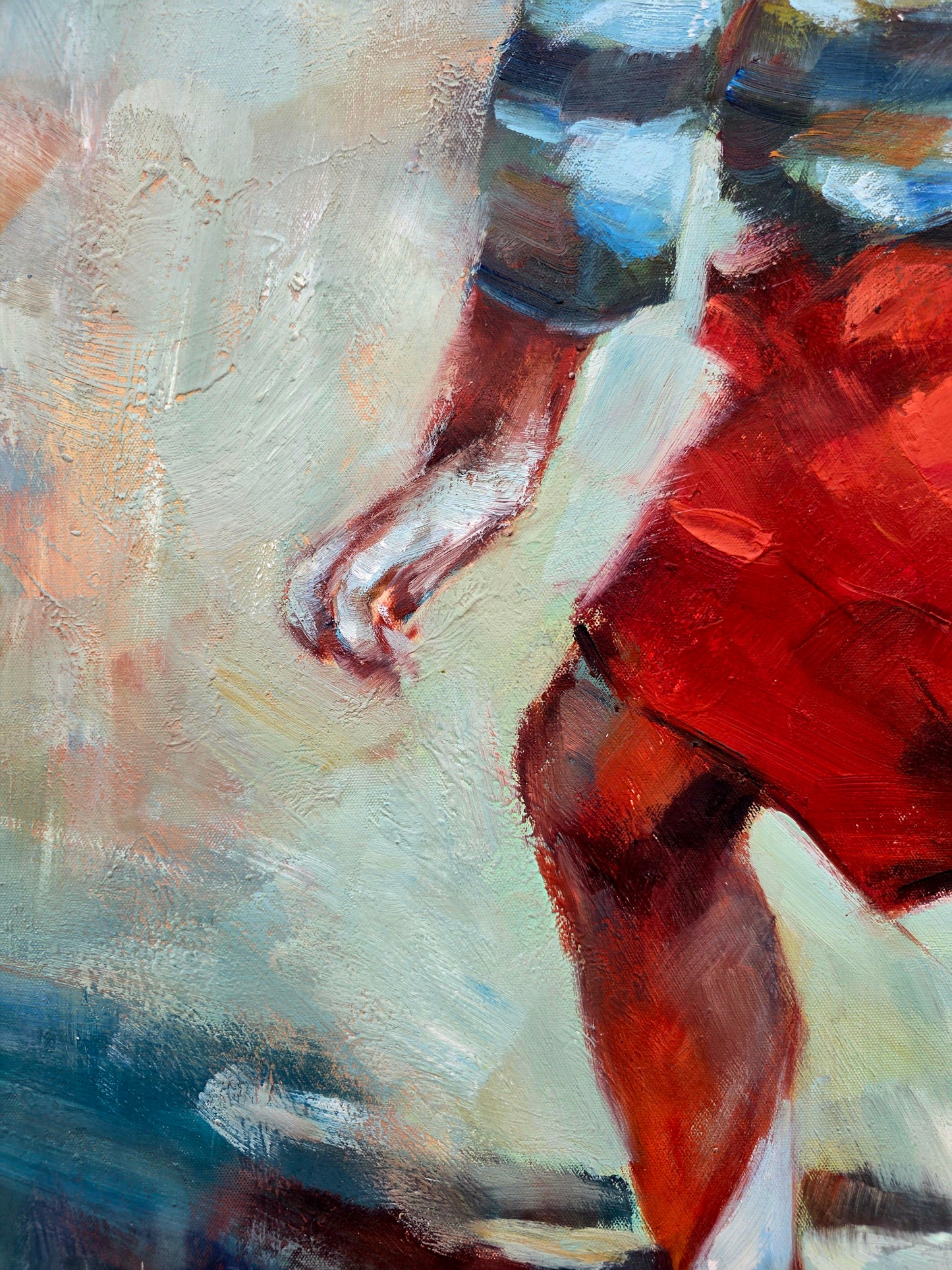 🌺 🖼️Infancia en movimiento – Óleo original firmado por Zhong Mao Qing🖌️🎨