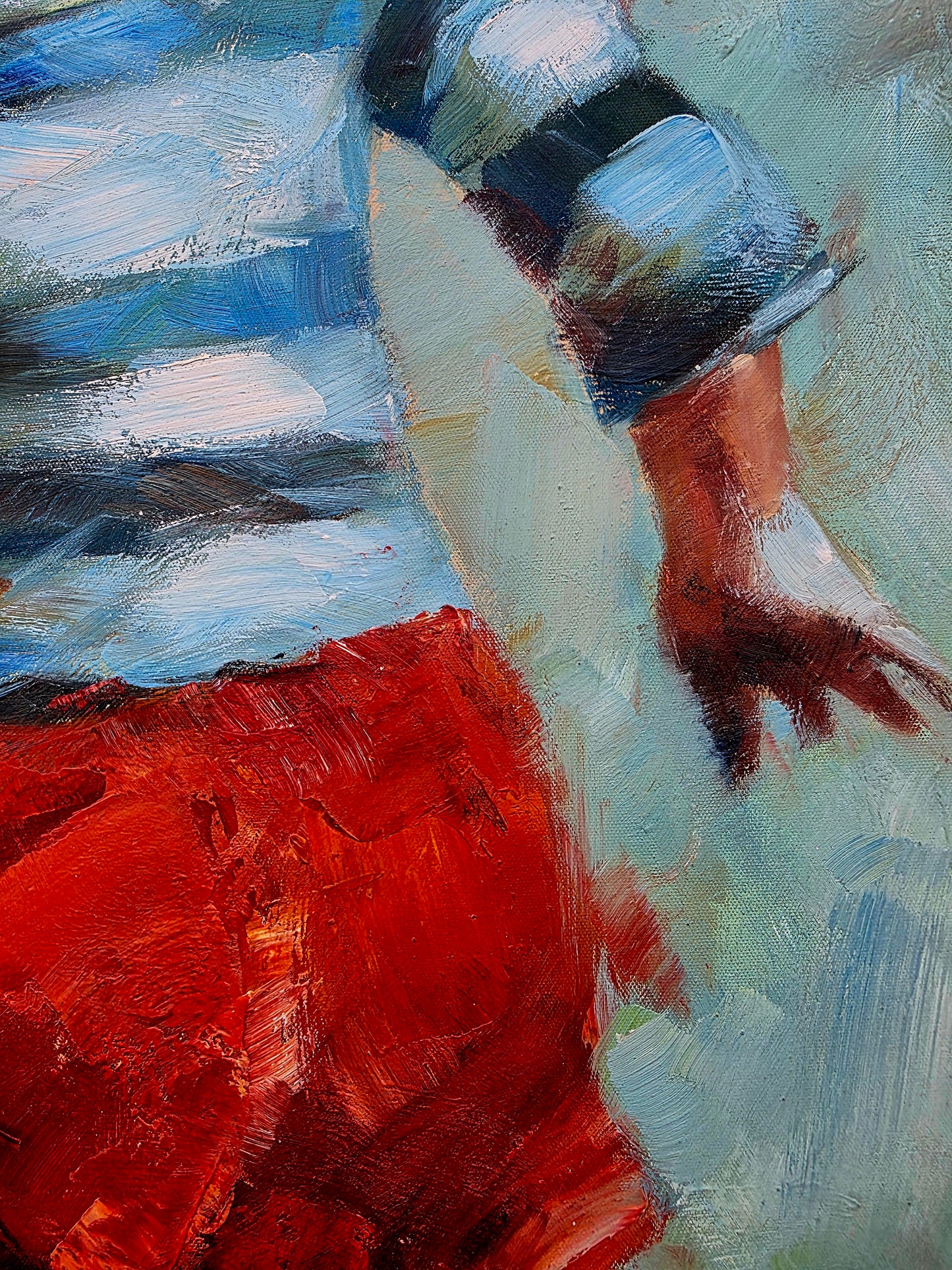 🌺 🖼️Infancia en movimiento – Óleo original firmado por Zhong Mao Qing🖌️🎨