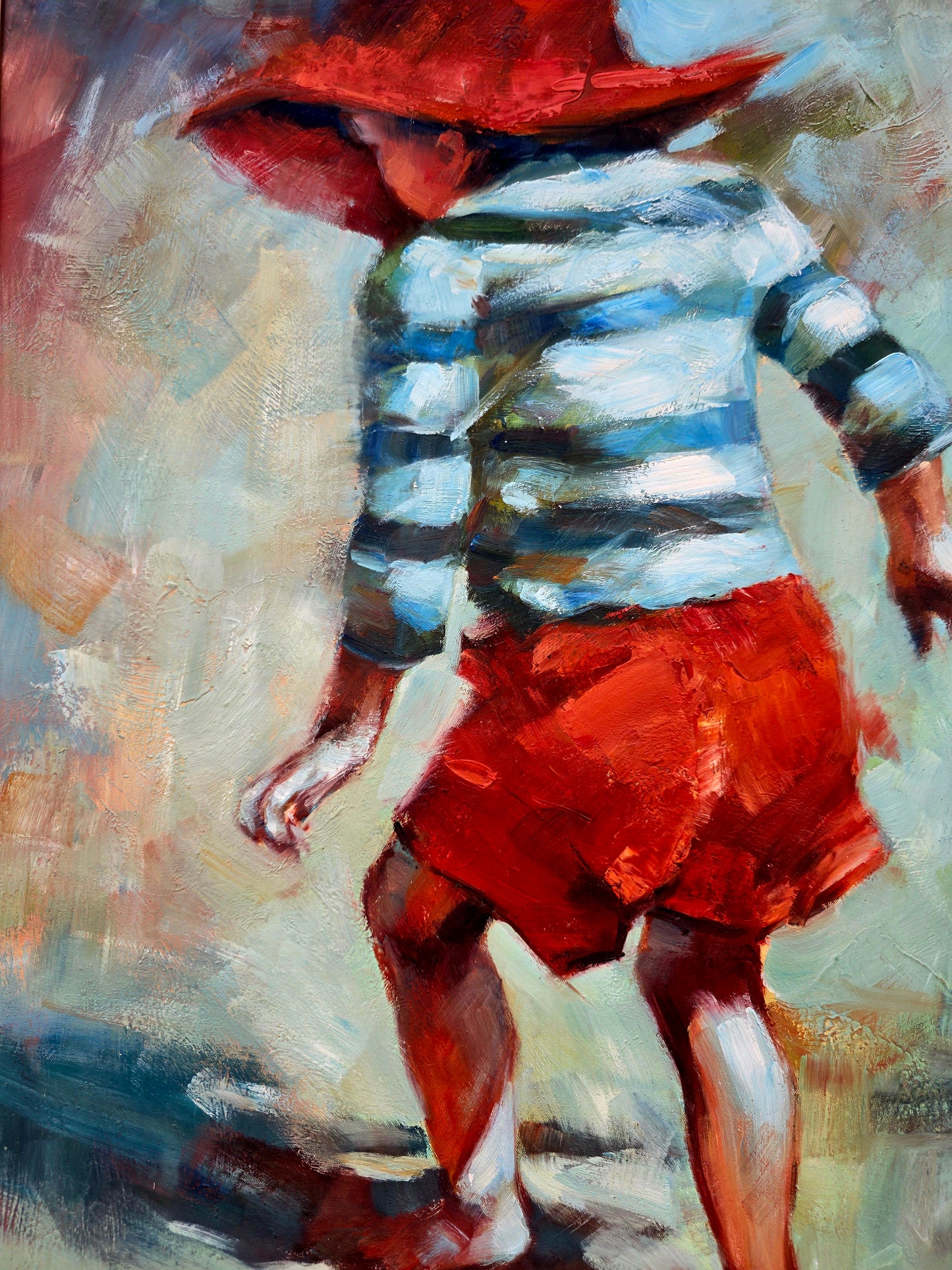 🌺 🖼️Infancia en movimiento – Óleo original firmado por Zhong Mao Qing🖌️🎨