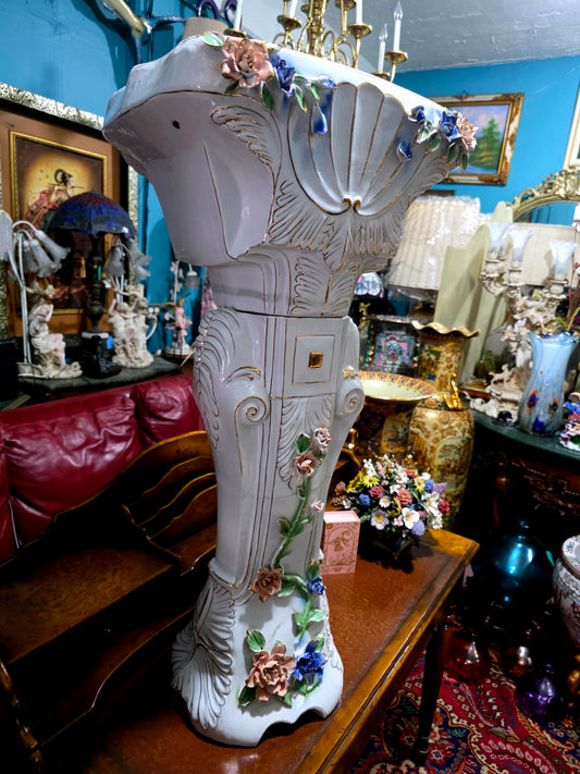 🌸Pedestal de porcelana fina – Estilo Rococó floral🌸