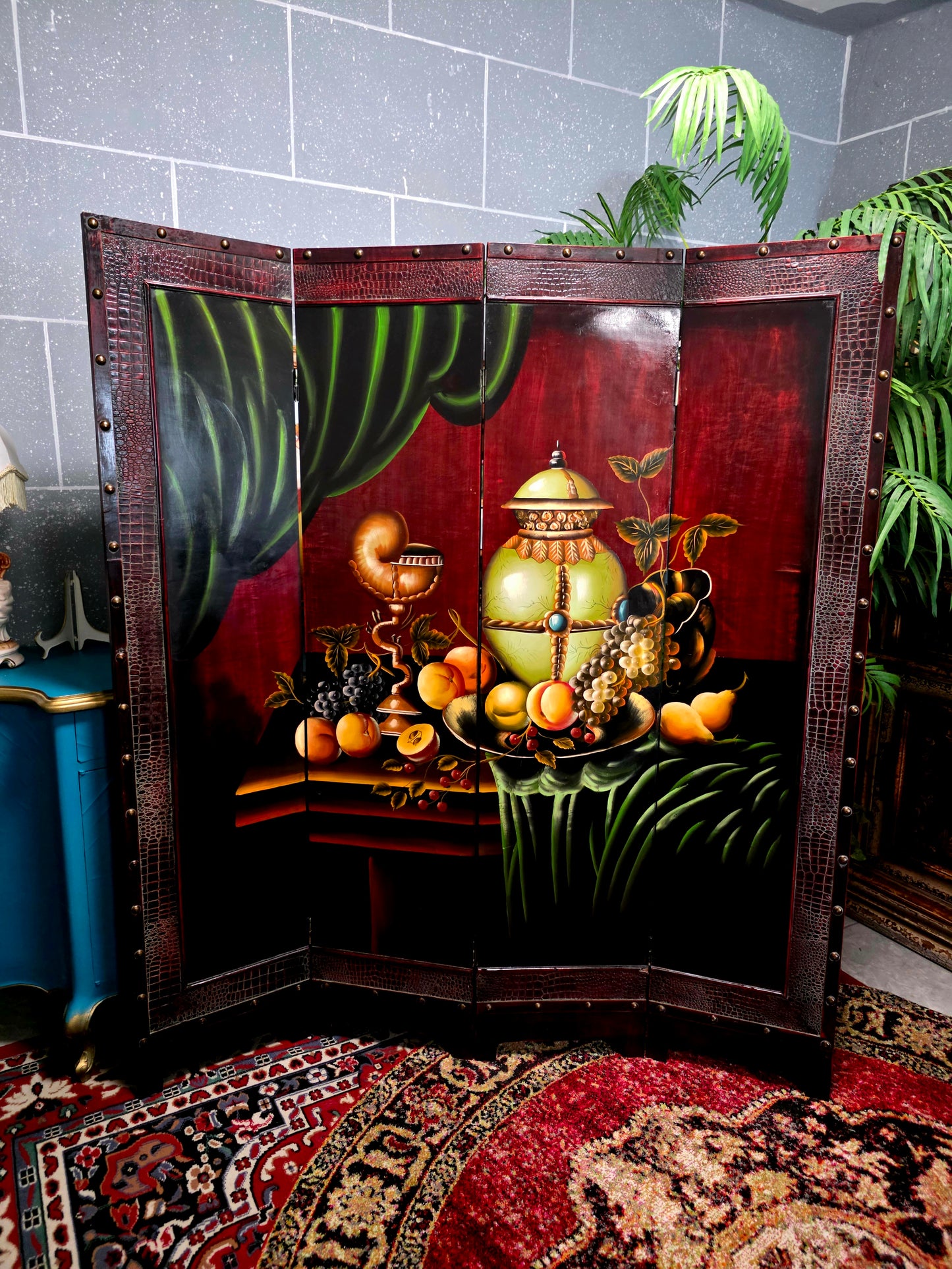 🌺🔱 Biombo / Separador de Ambientes Pintado a Mano – Obra de Arte Funcional 🖌️🎨